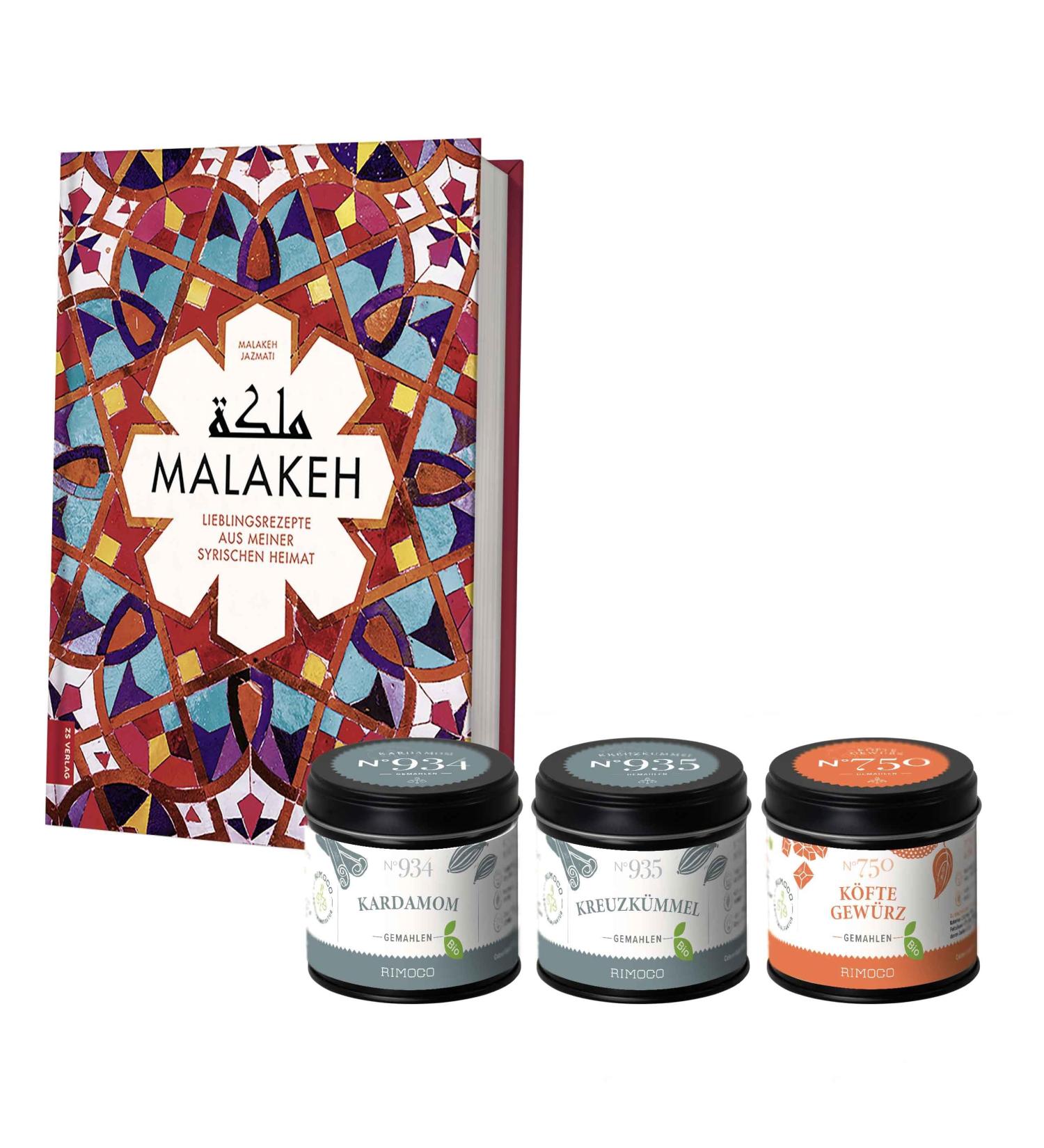 Buy Rimoco Malakeh Gift Set - Cookbook & Spices (Cardamom Cumin Kofte) - International Shipping Available - Buy Online on GoSupps.com