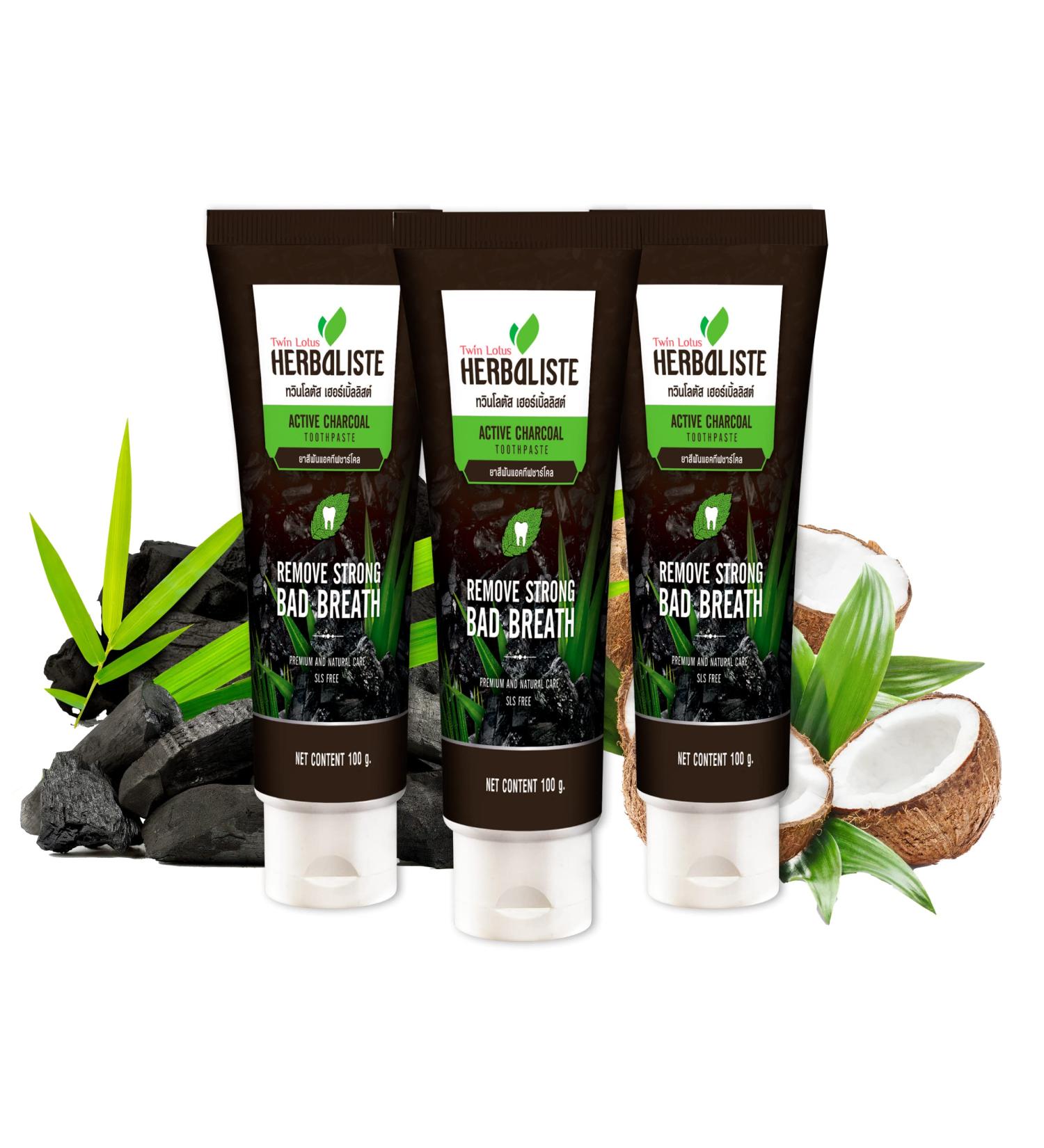 Twin Lotus Activated Charcoal Toothpaste - Teeth Whitening and Fresh Breath | Fluoride-Free, No SLS, Sensitive Teeth Formula - Buy Online on GoSupps.com