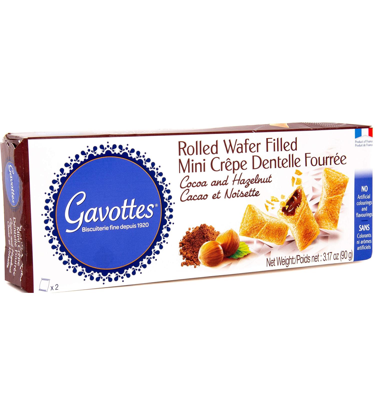 Gavottes Gourmet French Mini Crepes with Chocolate Hazelnut Filling - All-Natural Treat (1 Pack) - Buy Online on GoSupps.com