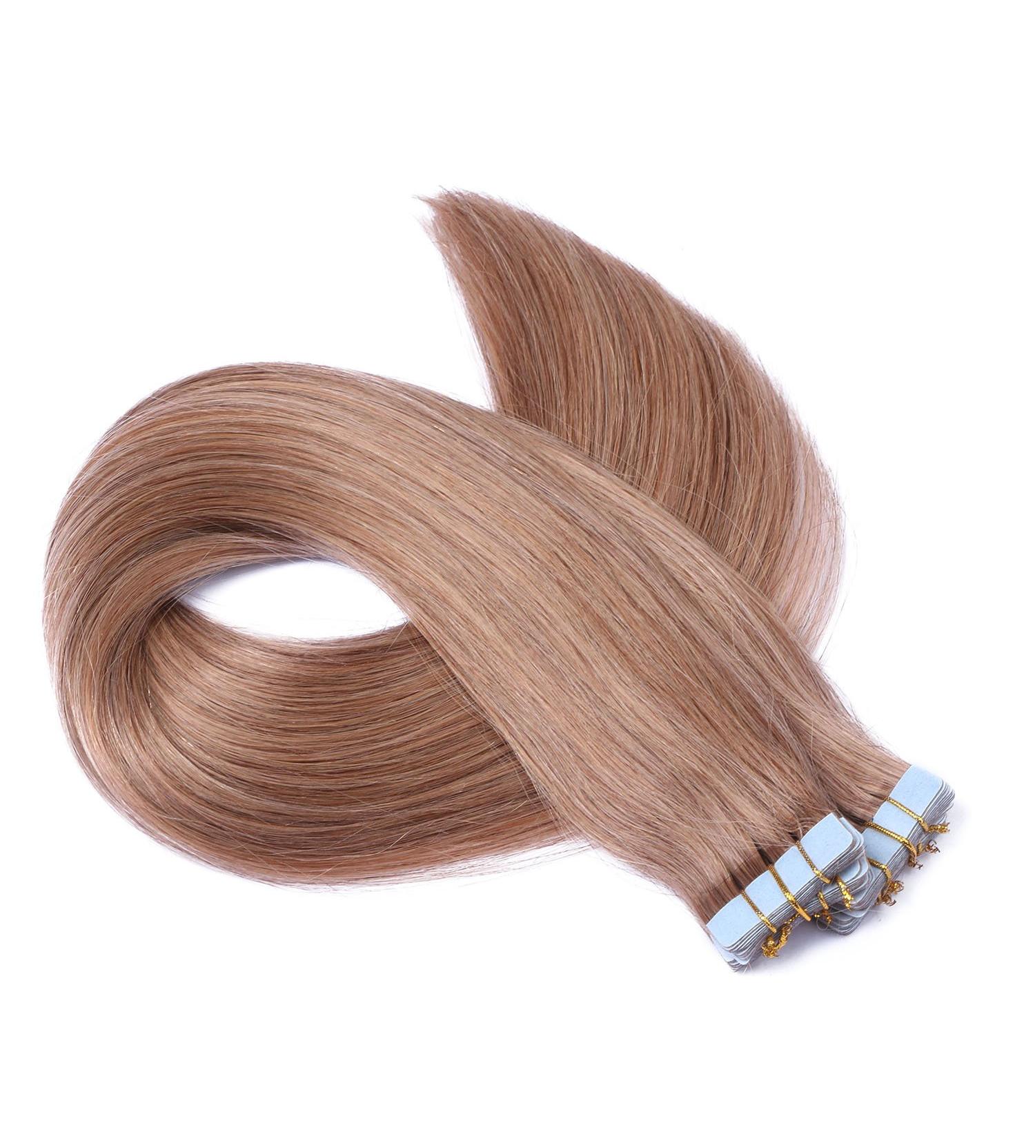 Tape In Hair Extensions #12 Light Brown 40cm - 100% Remy Human Hair 40 Bricks (2.5g Each) - Adhesive Tresse by Novon - Buy Online on GoSupps.com