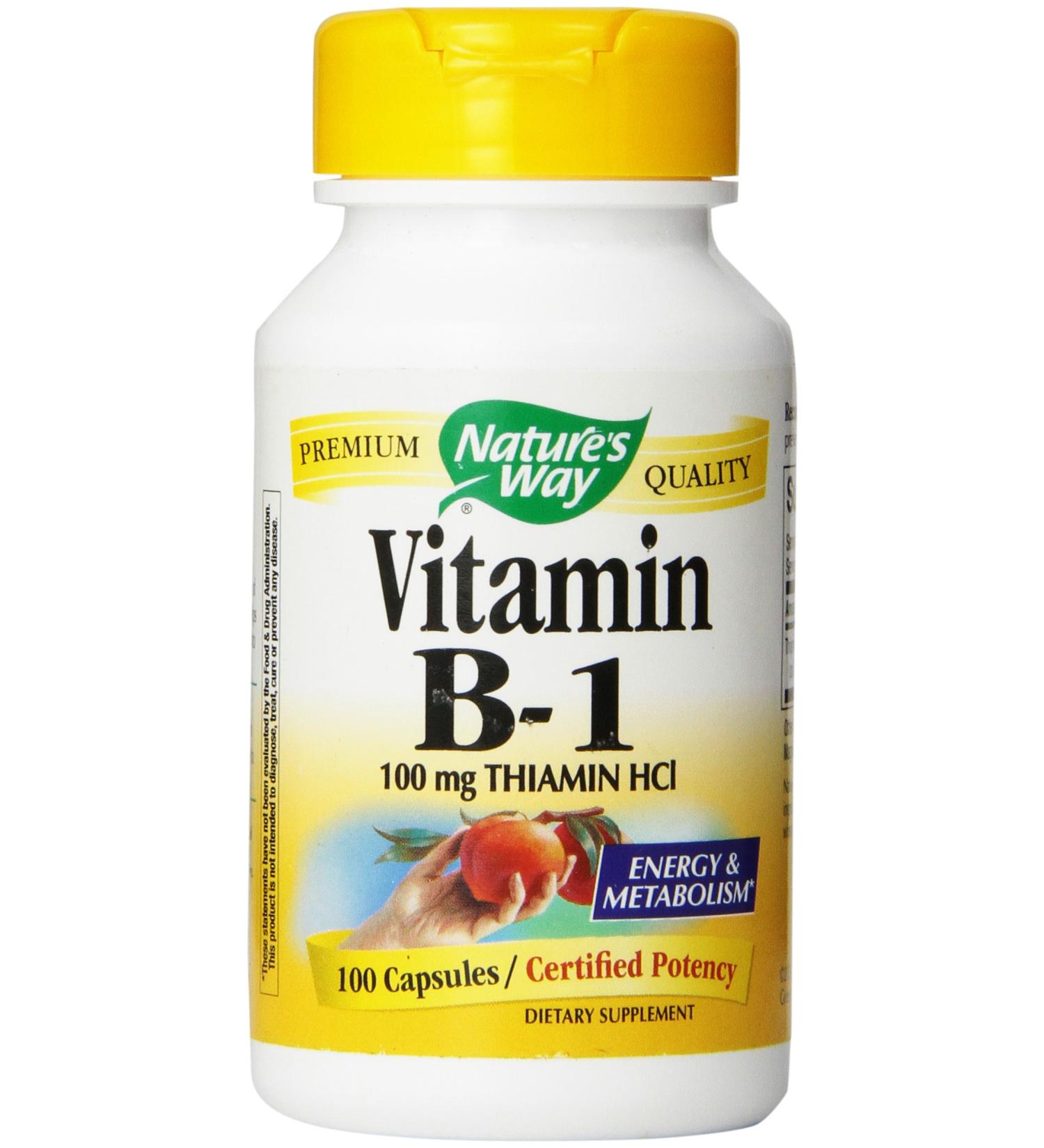 Nature's Way Vitamin B-1 100mg - 100 Capsules | Supports Energy & Nerve Health - Buy Online on GoSupps.com