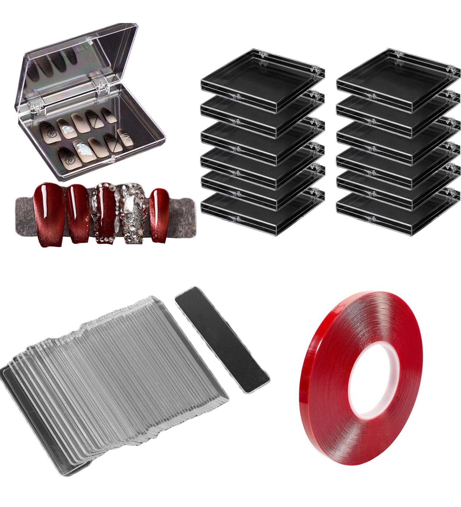 XZEIT 63PCS Press on Nails Packaging Set Clear Nail Tips Display Storage Box Set Including Packaging Boxes Double Sided Tape and Transparent Nail Display Stand Holder for Press on Nail Business - Buy Online on GoSupps.com