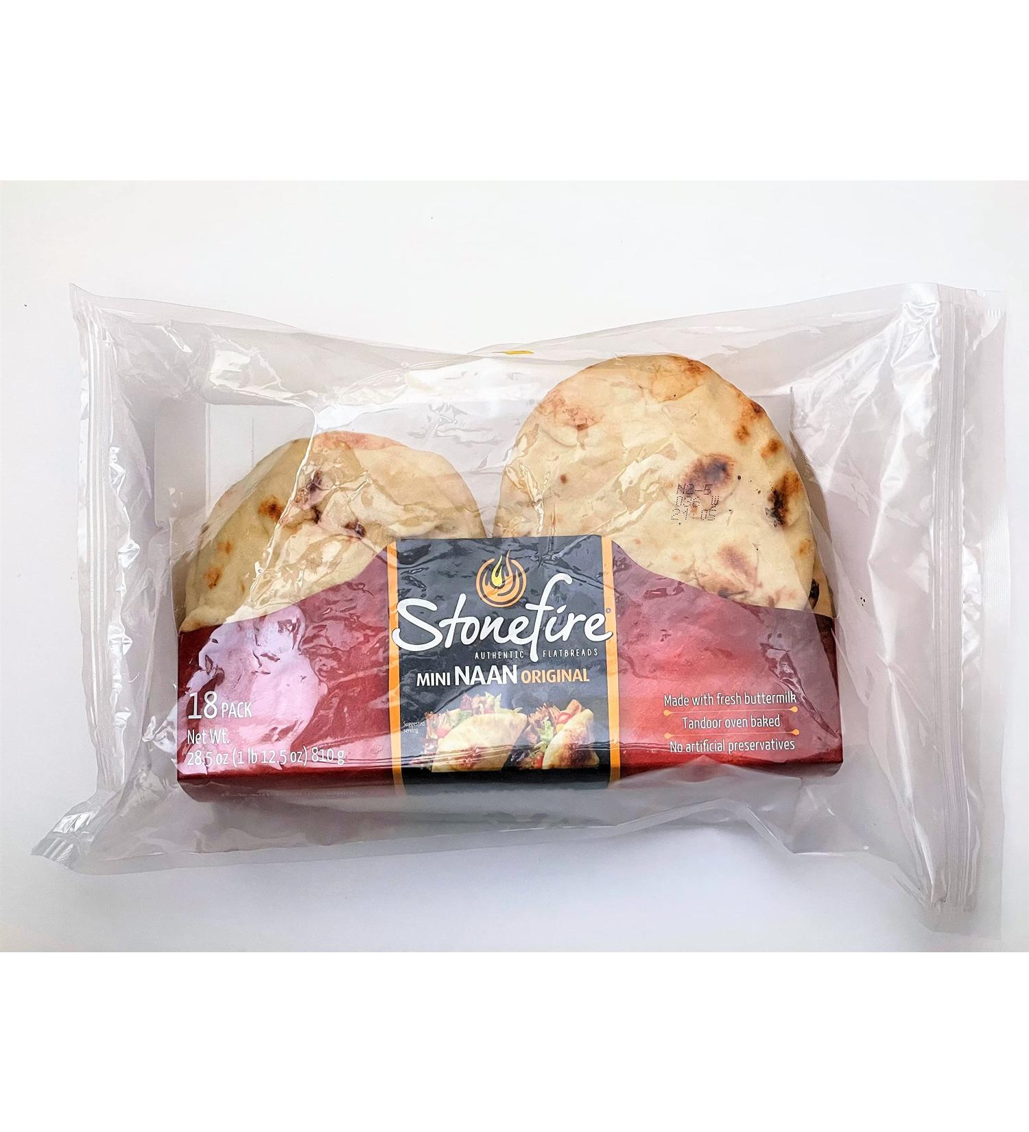 Stonefire Mini Naan (Original) - 18 Fresh Authentic Flatbreads in Resealable Packaging - Buy Online on GoSupps.com