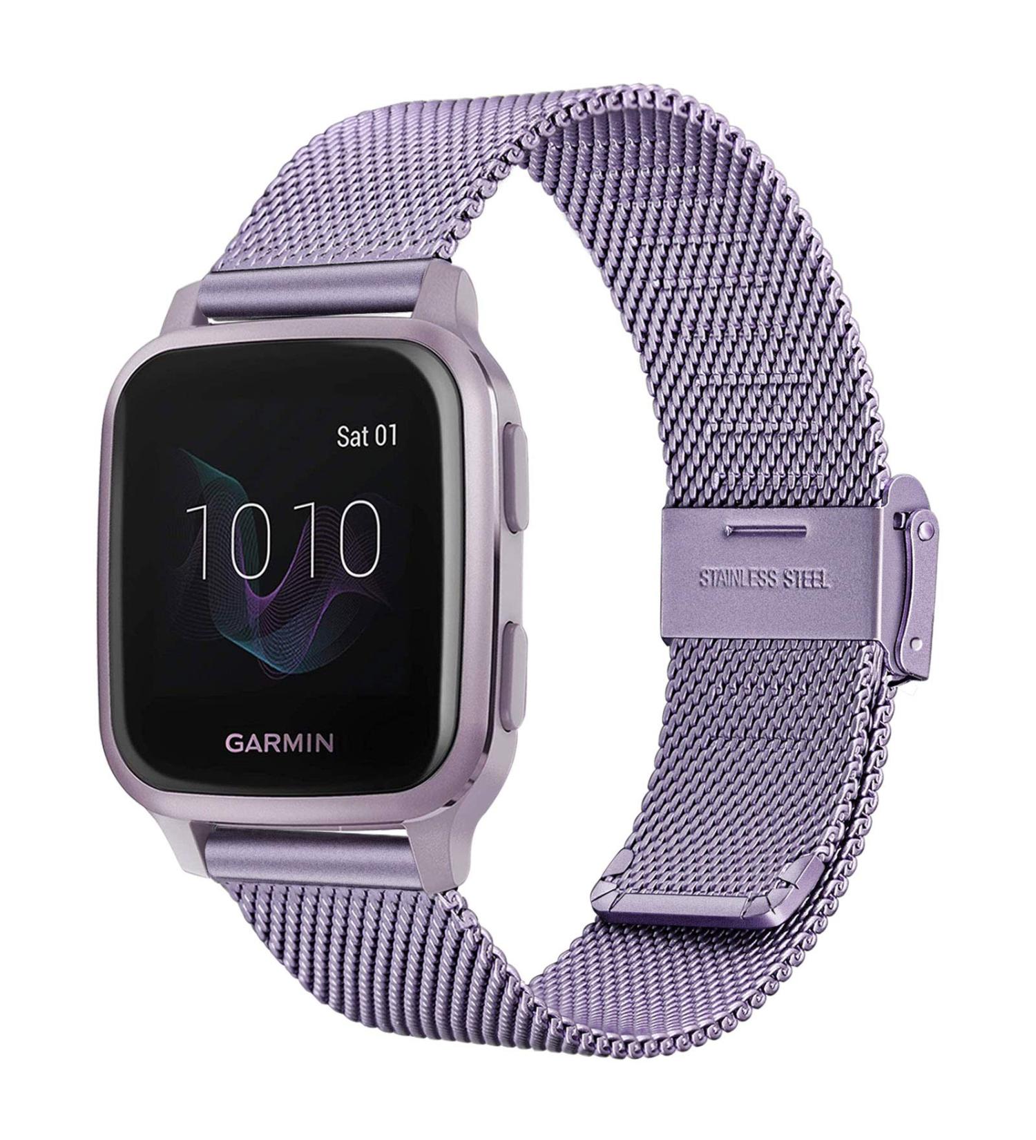TRUMiRR Woven Stainless Steel Watch Band for Garmin Venu Sq - Orchid Purple - Buy Online on GoSupps.com