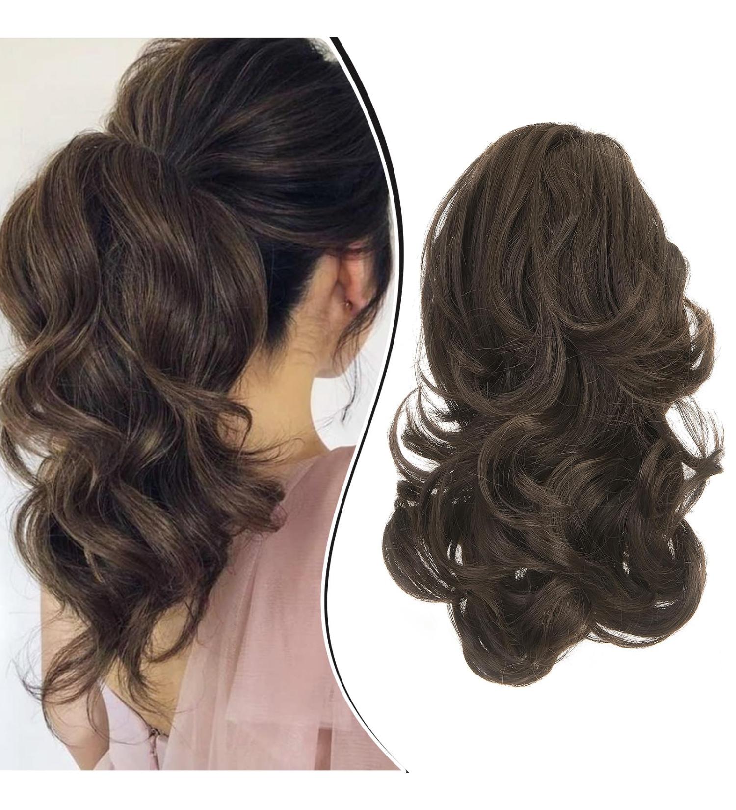 Dcbaboo Short Ponytail Extension Curly 12inch Claw Clip in Ponytail Hair Extensions Long Wavy Synthetic Pony tails Natural Wave One Piece Hairpiece Fake Ponytail for Women Medium Brown 12 inch 110g Medium Brown - Buy Online on GoSupps.com