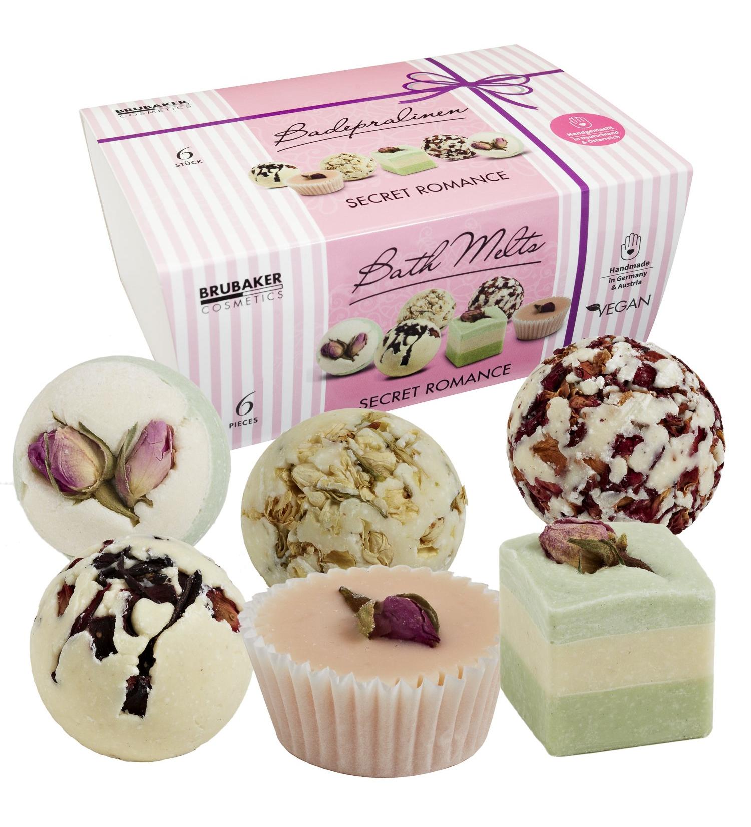 BRUBAKER 6 Handmade Secret Romance Spa Bath Bombs - Natural Vegan Bath Melts with Organic Shea Butter, Cocoa Butter, and Olive Oil for Dry Skin Moisturization - Buy Online on GoSupps.com