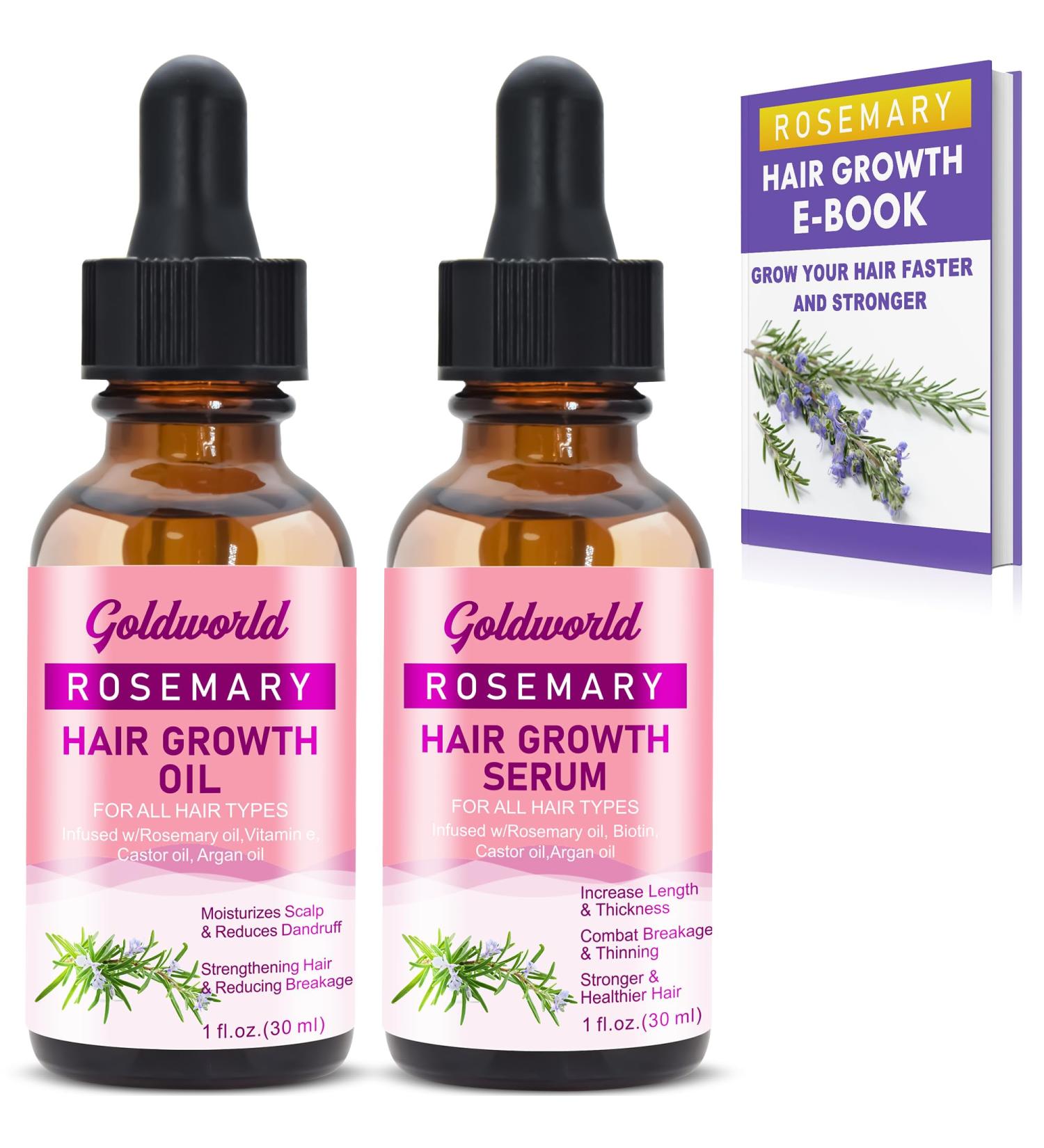 Rosemary Hair Growth Serum - Castor Oil Blend for Hair Loss, Ingrown Hair Treatment - Christmas Gift for Women - Buy Online on GoSupps.com