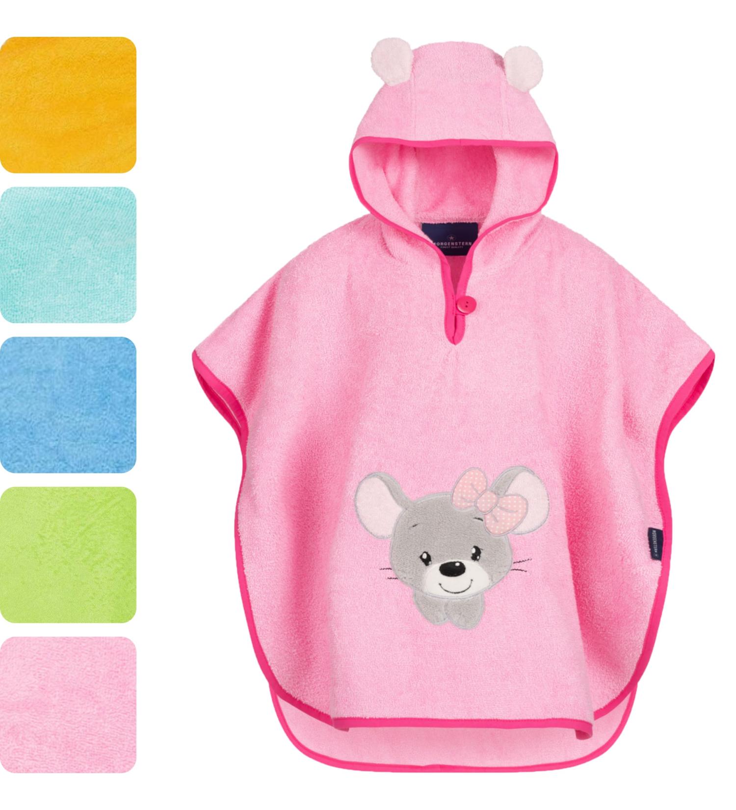 Morning Star Badeponcho 100% Cotton Hooded Baby Bath Towel for Girls & Boys (1-3 Years) - Oeko-Tex Pink Mouse Bathrobe - Buy Online on GoSupps.com