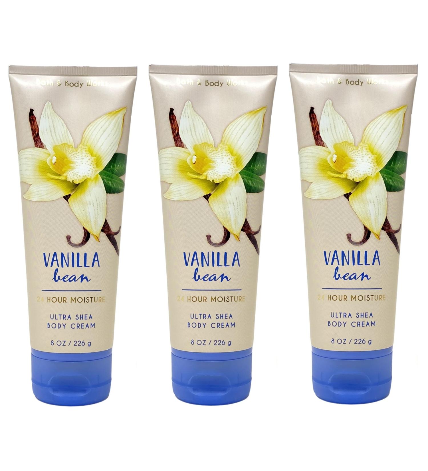Bath and Body Works Vanilla Bean 24 Hour Moisture Ultra Shea Body Cream 3 Pack.