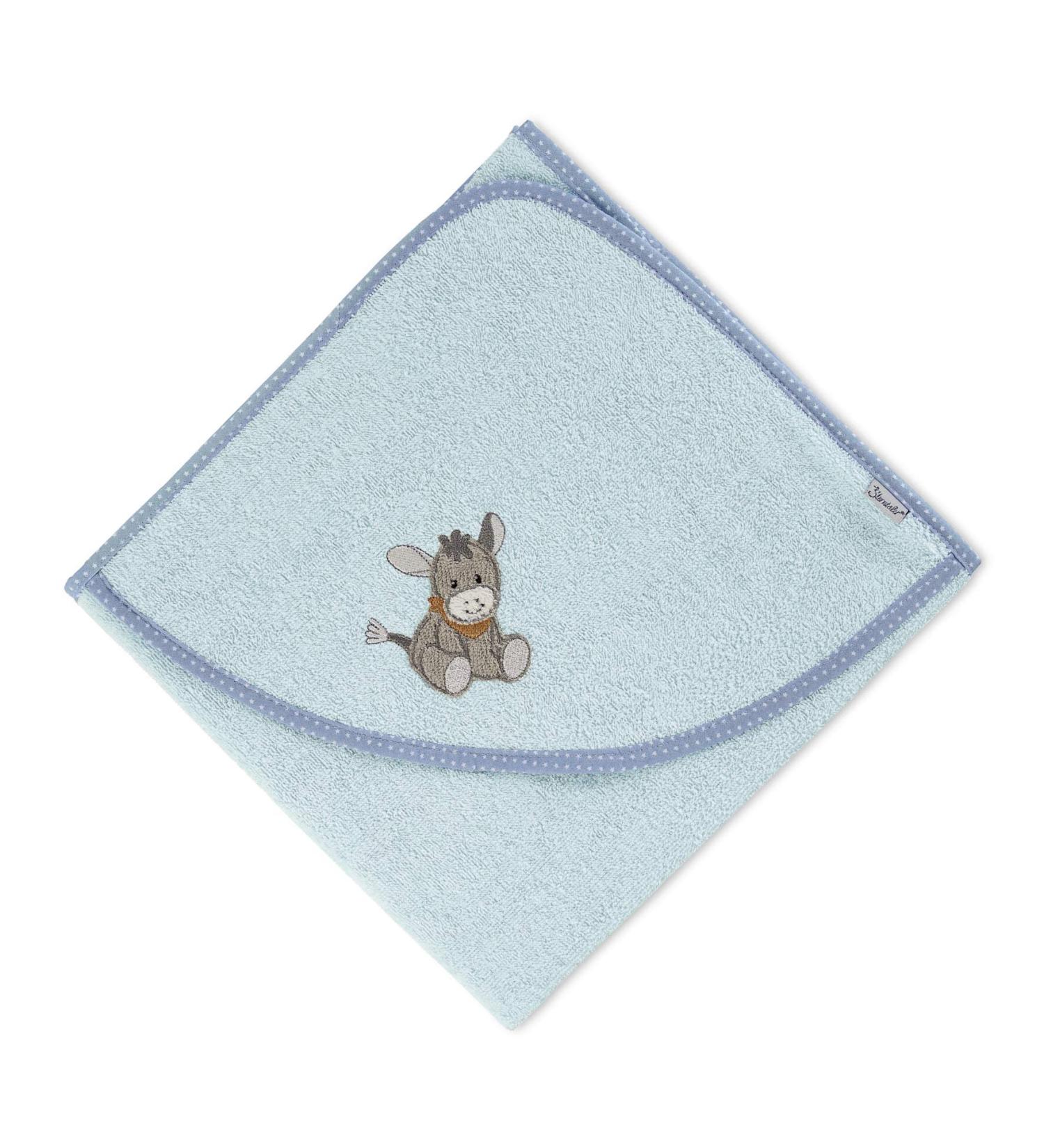 Sterntaler Donkey Emmi Hooded Bath Towel for Babies | Light Blue 80x80 cm 0 Months+ | Soft & Cozy Bath Time Essential - Buy Online on GoSupps.com