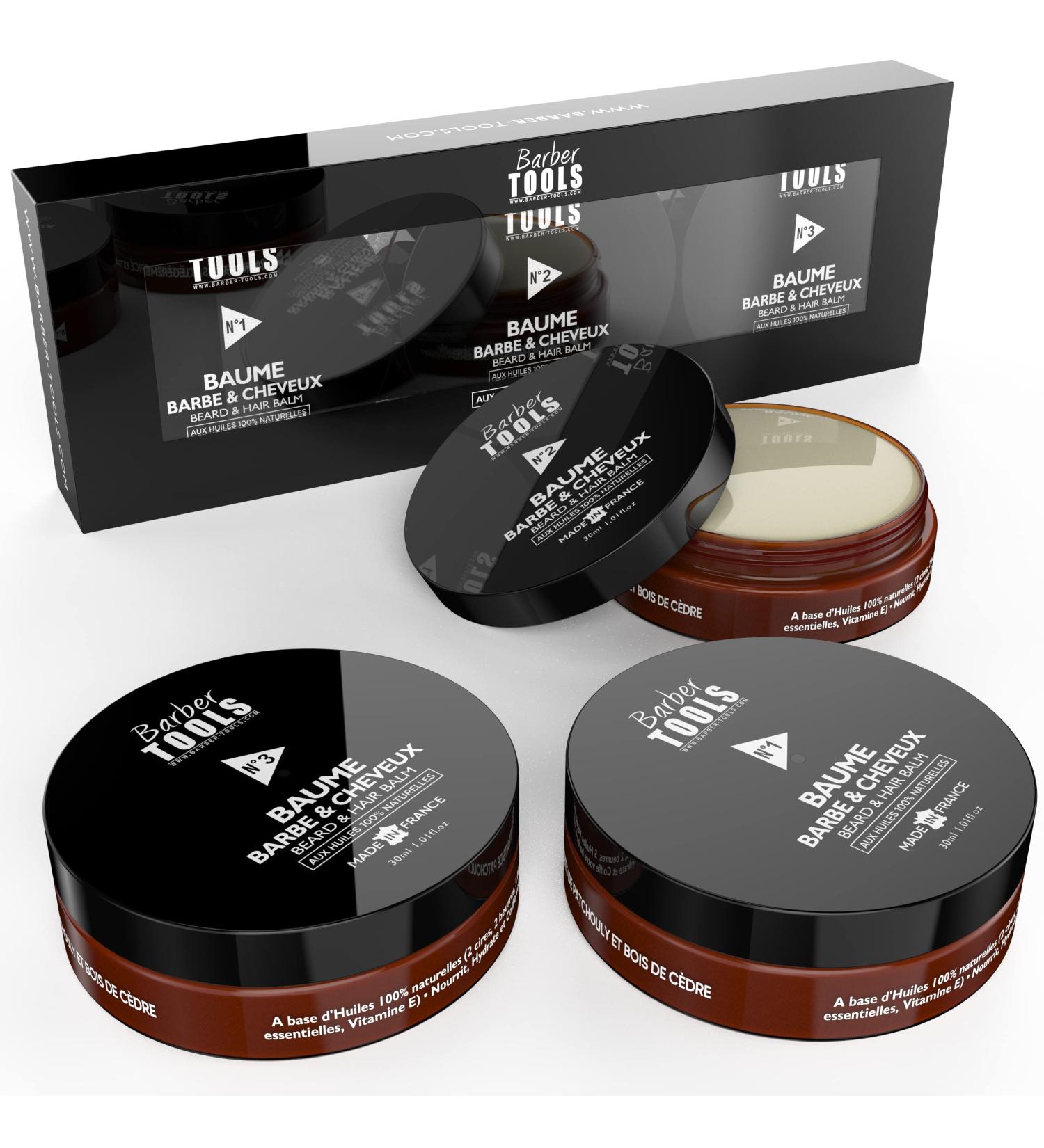 Barber Tools Beard Balm Set N 1/2/3 - 100% Natural Oils, Made in France - Nourishing & Hydrating Formula with Waxes, Butters, and Essential Oils - 3 x 30 ml - Buy Online on GoSupps.com