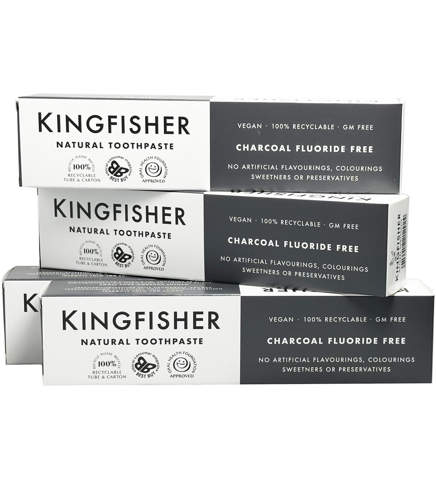 Kingfisher Charcoal Whitening Toothpaste 4 x 100ml - Buy Online on GoSupps.com