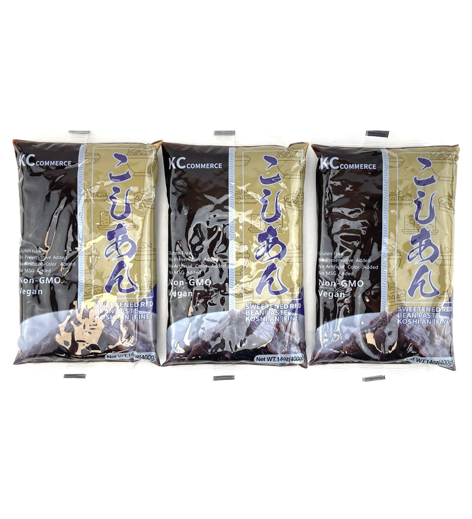 KC Commerce Sweetened Red Bean Paste - Adzuki Beans Mochi Rice Cake Anko - Vegan & Gluten-Free - 14.11oz (Fine) Pack of 3 - Buy Online on GoSupps.com