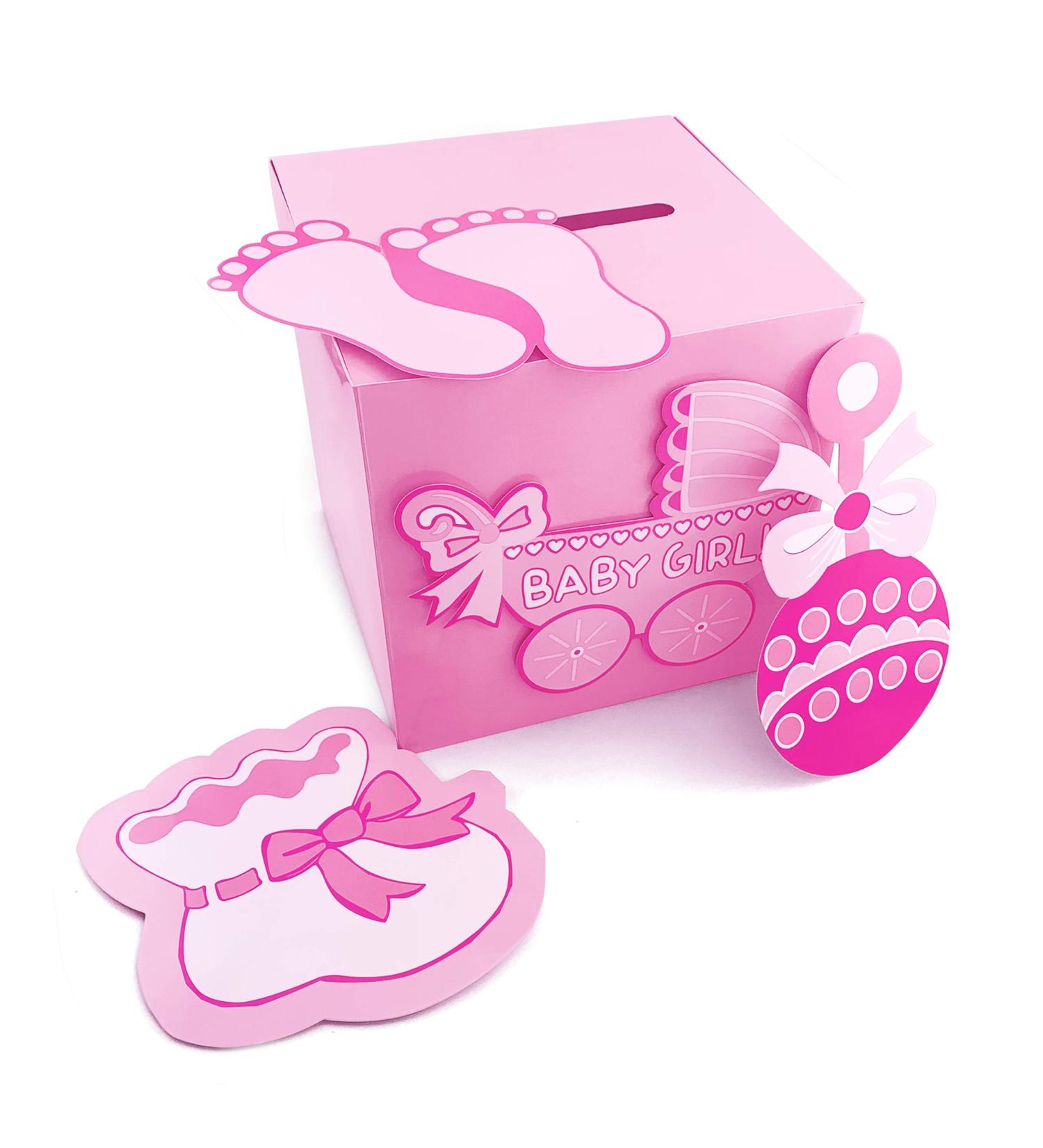 Adorox 3D Baby Shower Wishing Well Card Box - Pink Decoration for Girl - International Shipping Available - Buy Online on GoSupps.com