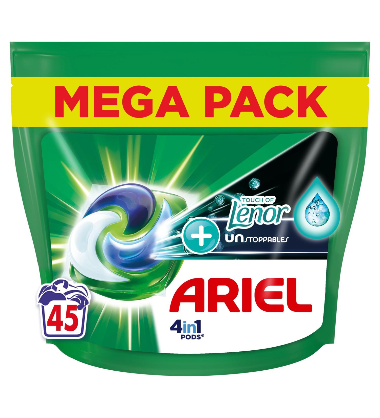 Ariel 4in1: PODS Liquid Laundry Detergent in Capsules 45 Washes +Touch Of Lenor Unstoppables Long-Lasting Freshness Up to 1 - Buy Online on GoSupps.com