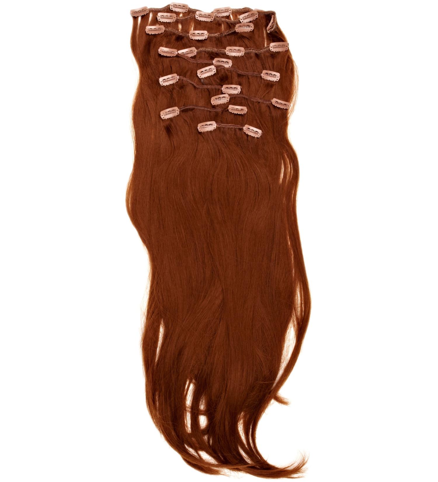 Love Hair Extensions Thermofibre Silky Straight 10 Piece Full-Head Set 18-inch Topaz