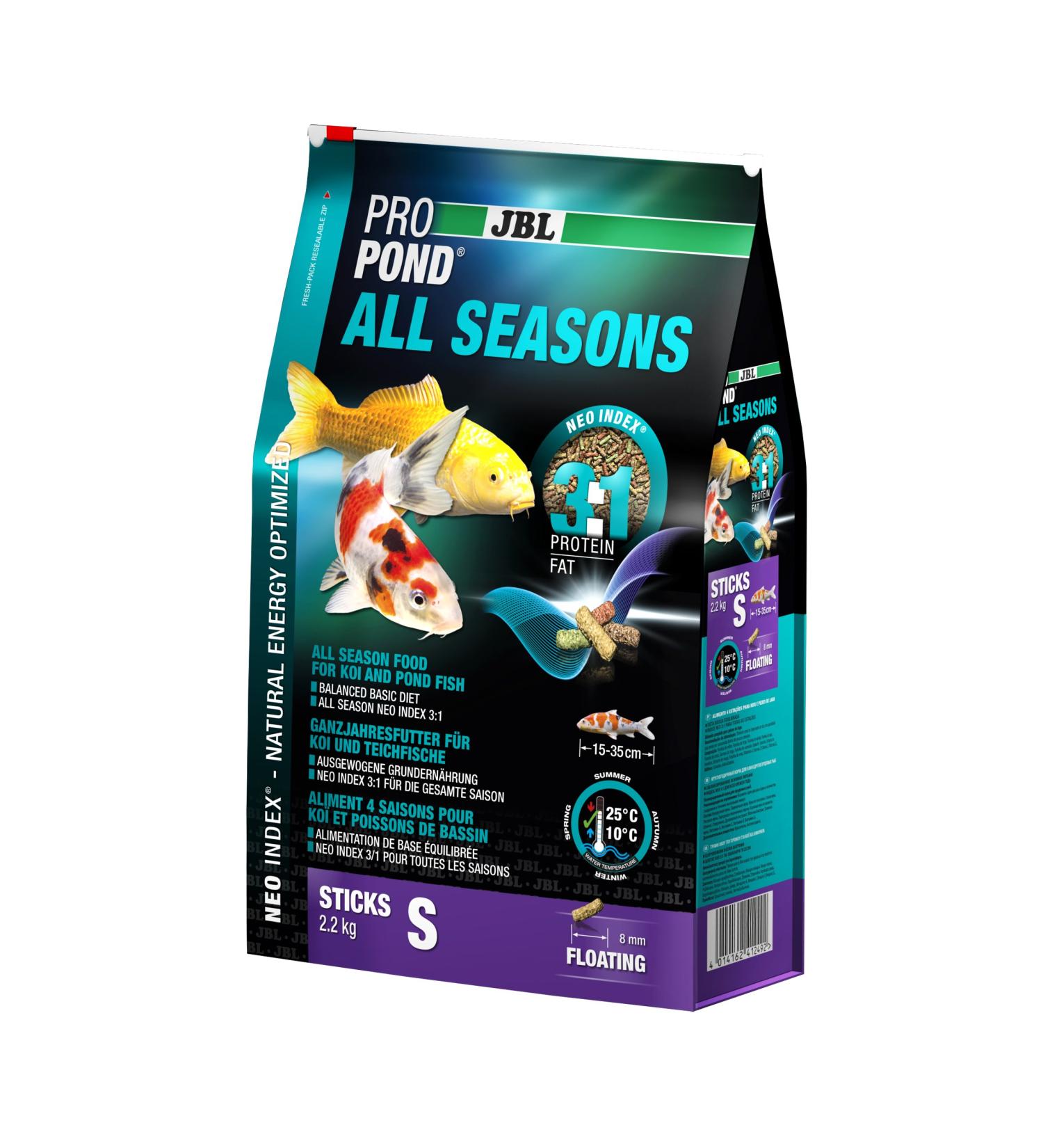 JBL all-year-round food for Koi floating food sticks seasonal food ProPond All Seasons size S 2.2 kg 2.2 kg (1 pack) 2.2 kg