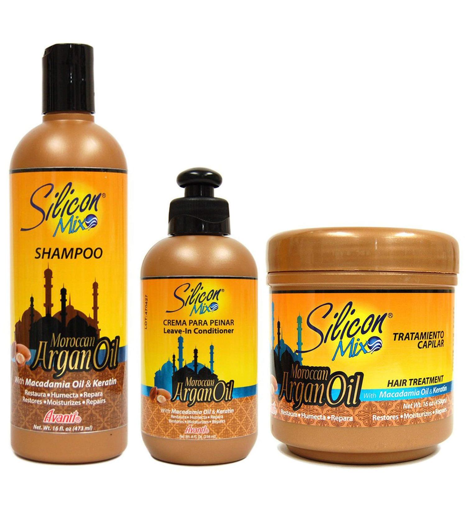 Silicon Mix Moroccan Argan Oil 3 in 1 Set - Premium Hair Care for Healthy Shiny Hair | International Shipping Available - Buy Online on GoSupps.com