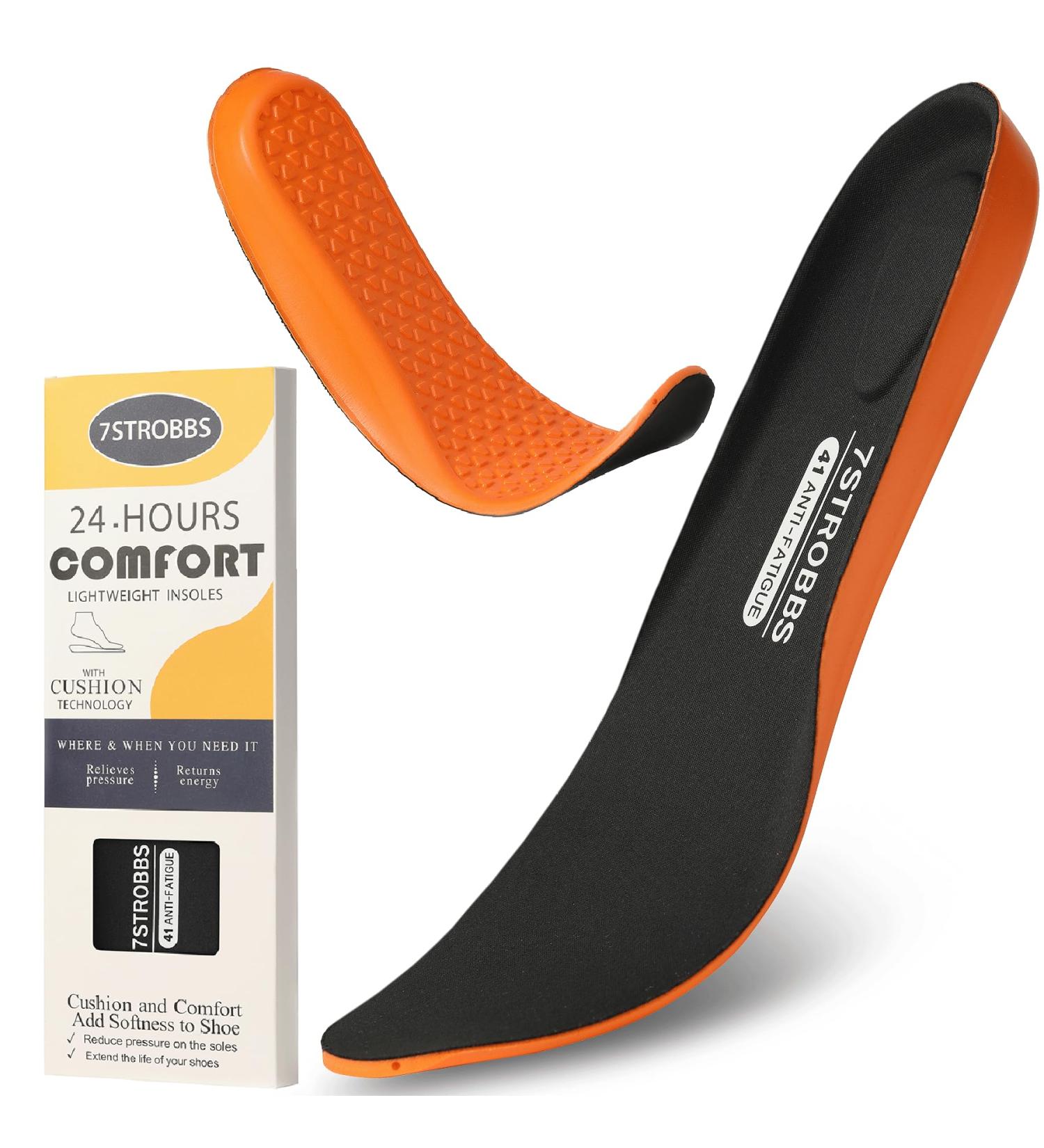 Buy Work Comfort All-Day Insoles for Men | Non-Slip Shock Absorbing Shoe Inserts for Foot Pain Relief - US-11 Black - Buy Online on GoSupps.com