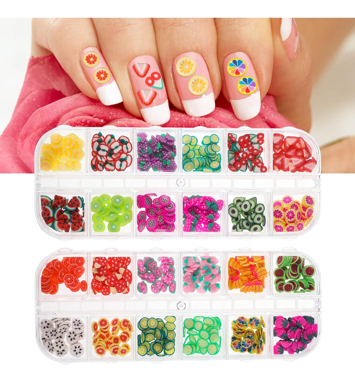 Opopark 24 Box Nail Art Fruit Slices - 3D Mini Fruit Nail Stickers & DIY Craft Accessories for Unique Nail Designs - Buy Online on GoSupps.com
