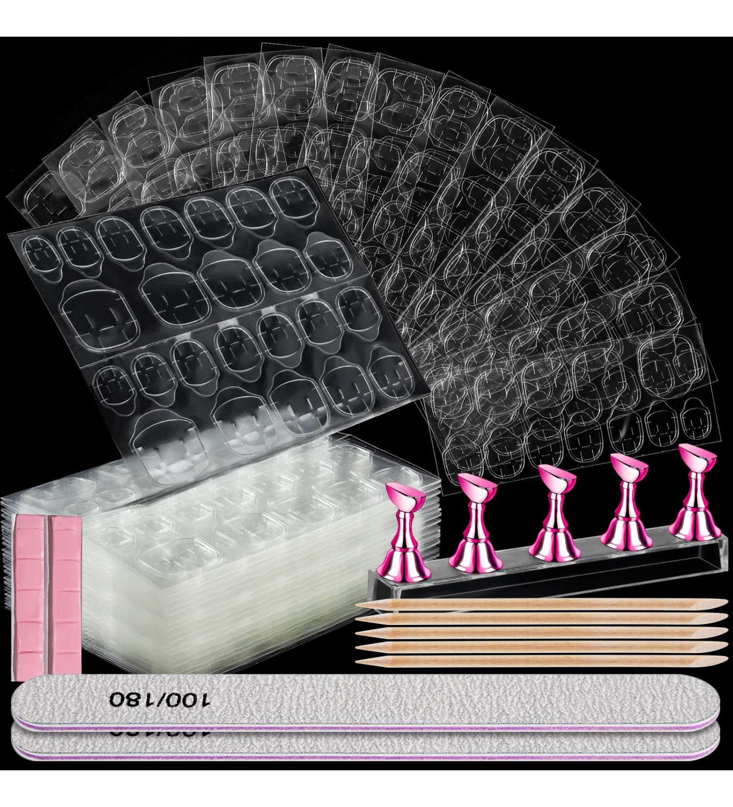 Teenitor Nail Adhesive Tabs with Nail Stand and Accessories - 20 Sheets Double Sided Glue Stickers, 2 Nail Files, 5 Orange Wood Sticks, Magnetic Fake Nail Holder - Buy Online on GoSupps.com
