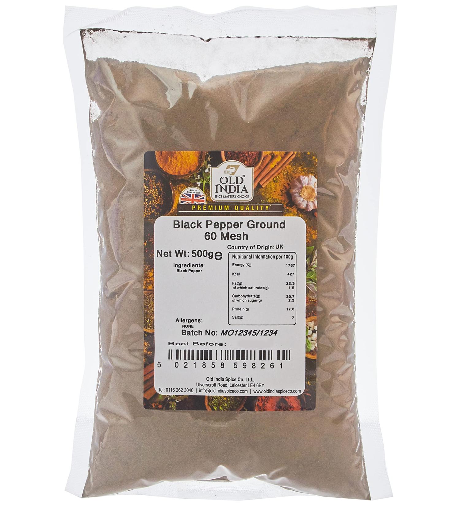 Old India Black Pepper Ground 60 Mesh 500g - Premium Quality Spice (Pack of 1) - Buy Online on GoSupps.com