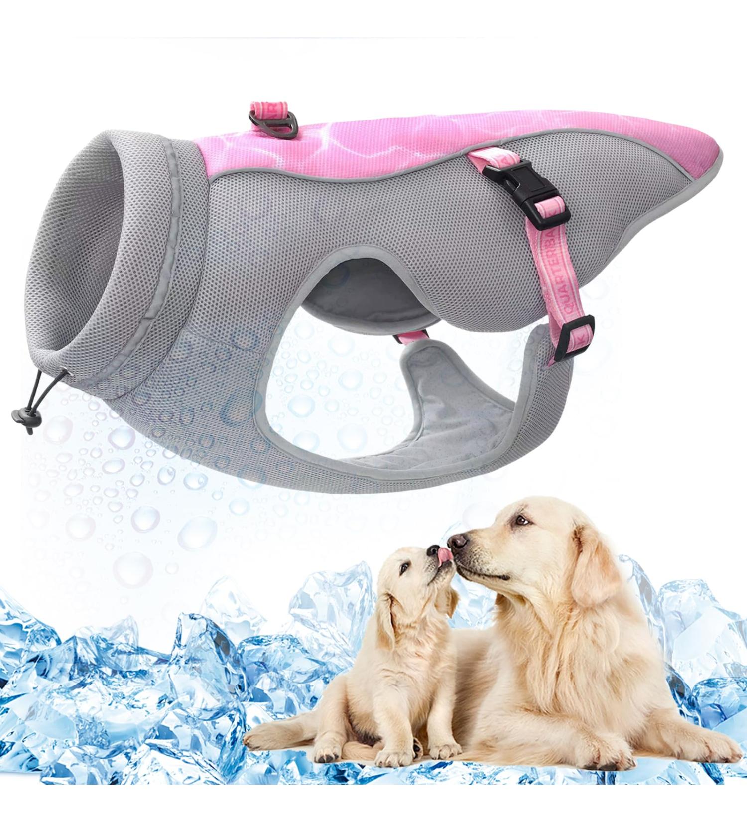Dog Cooling Vest - Reflective Sunproof Jacket with Adjustable Straps for All Sizes | Evaporation Technology for Summer & Winter - Pink - Buy Online on GoSupps.com