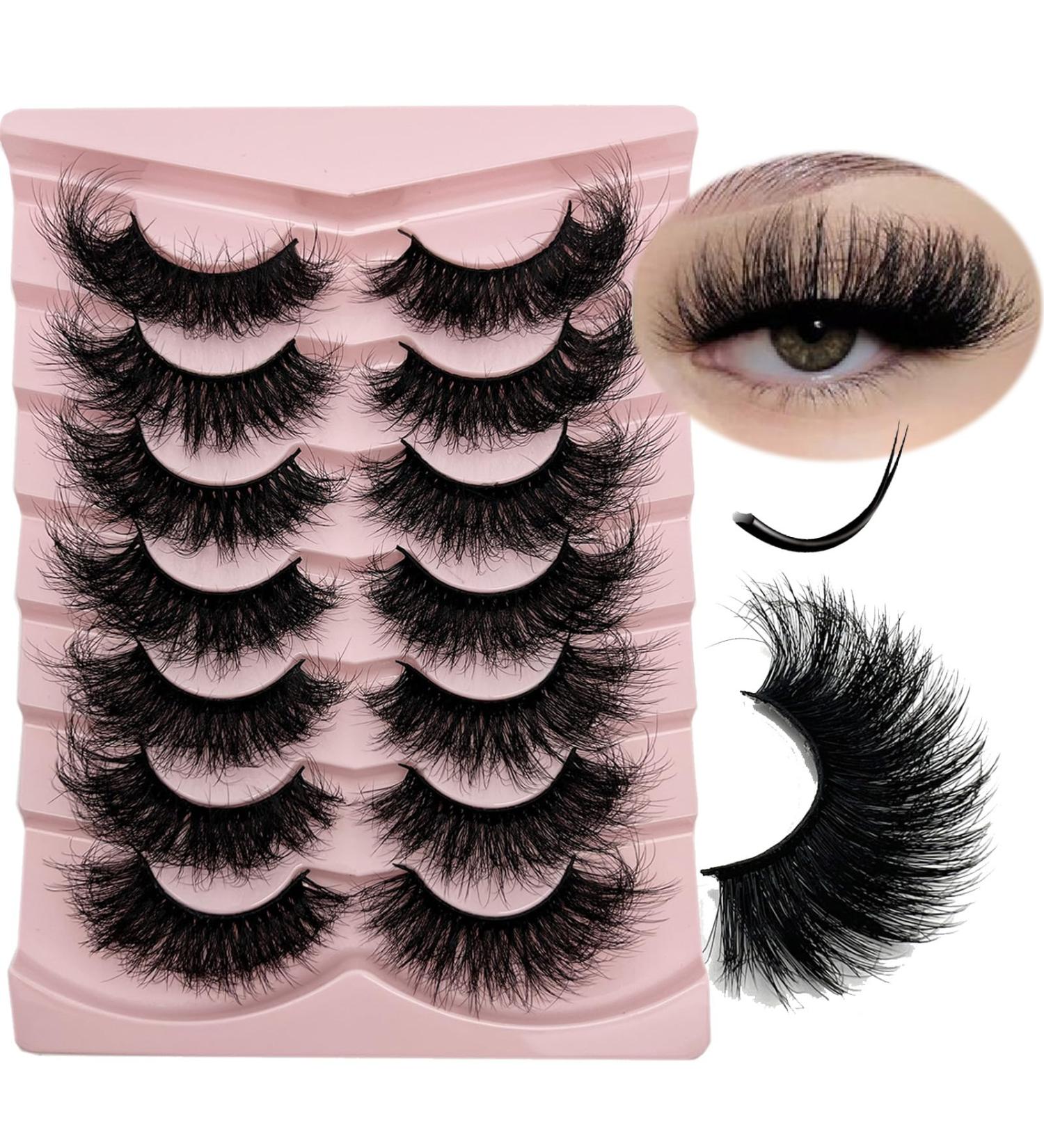 Shop Mink False Lashes - Dramatic D Curl 20mm/25mm Wispy Strip Lashes for a Natural Cat Eye Look | 3D Full Lashes Pack - Buy Online on GoSupps.com