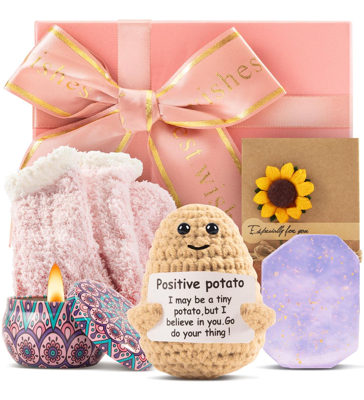 Positive Potato Gifts for Women | Inspirational Birthday Gifts | Crochet Gift Set in Pink - Muse Lagoon - Buy Online on GoSupps.com