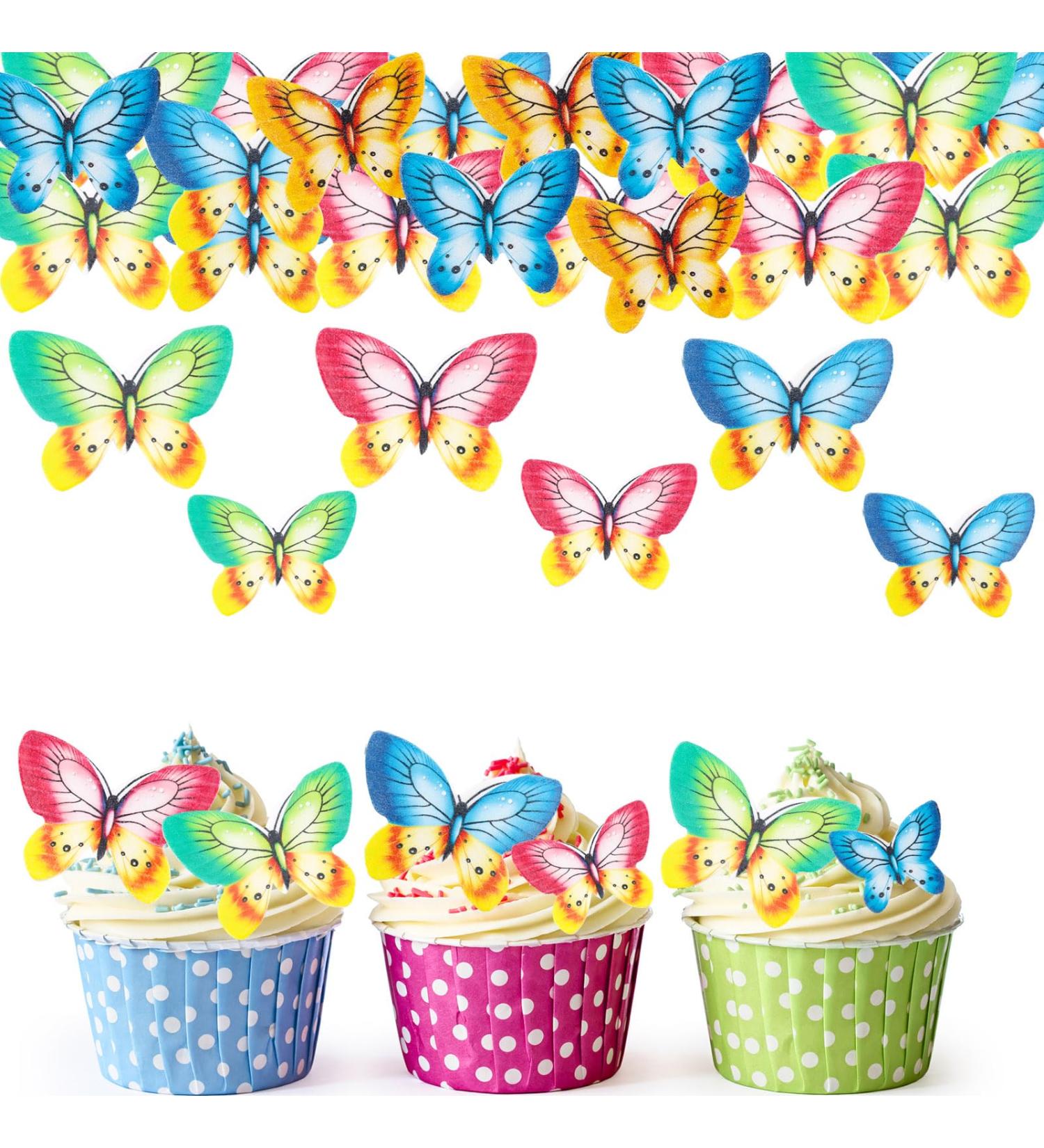 Alegre Edible Butterflies - 40 Colorful Cake & Cupcake Toppers for Weddings & Birthdays | International Shipping - Buy Online on GoSupps.com