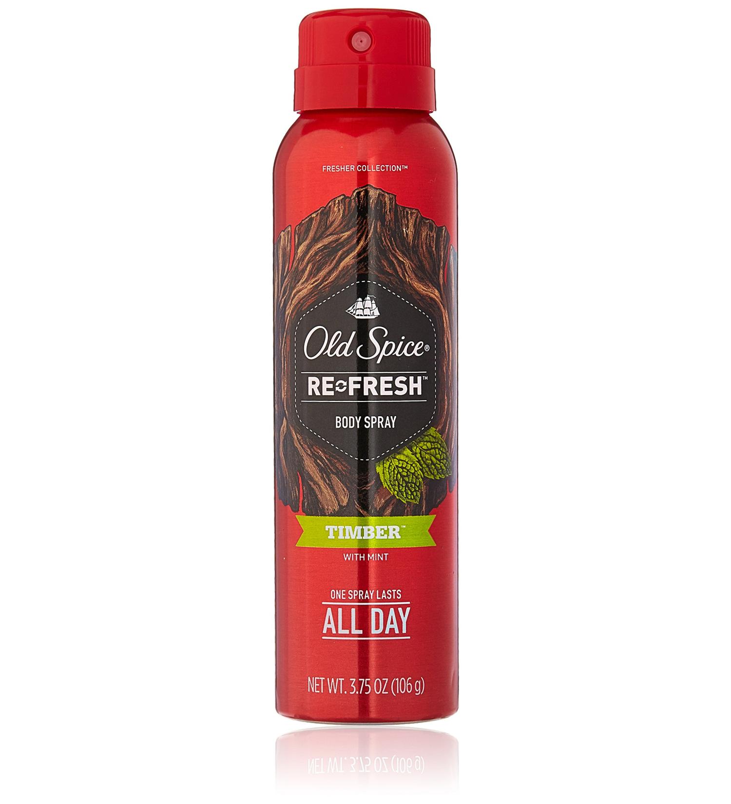 Old Spice Re Fresh Body Spray - Fresher Collection 3.75 OZ (Pack of 2) Timber with Mint 3.75 Ounce (Pack of 2)
