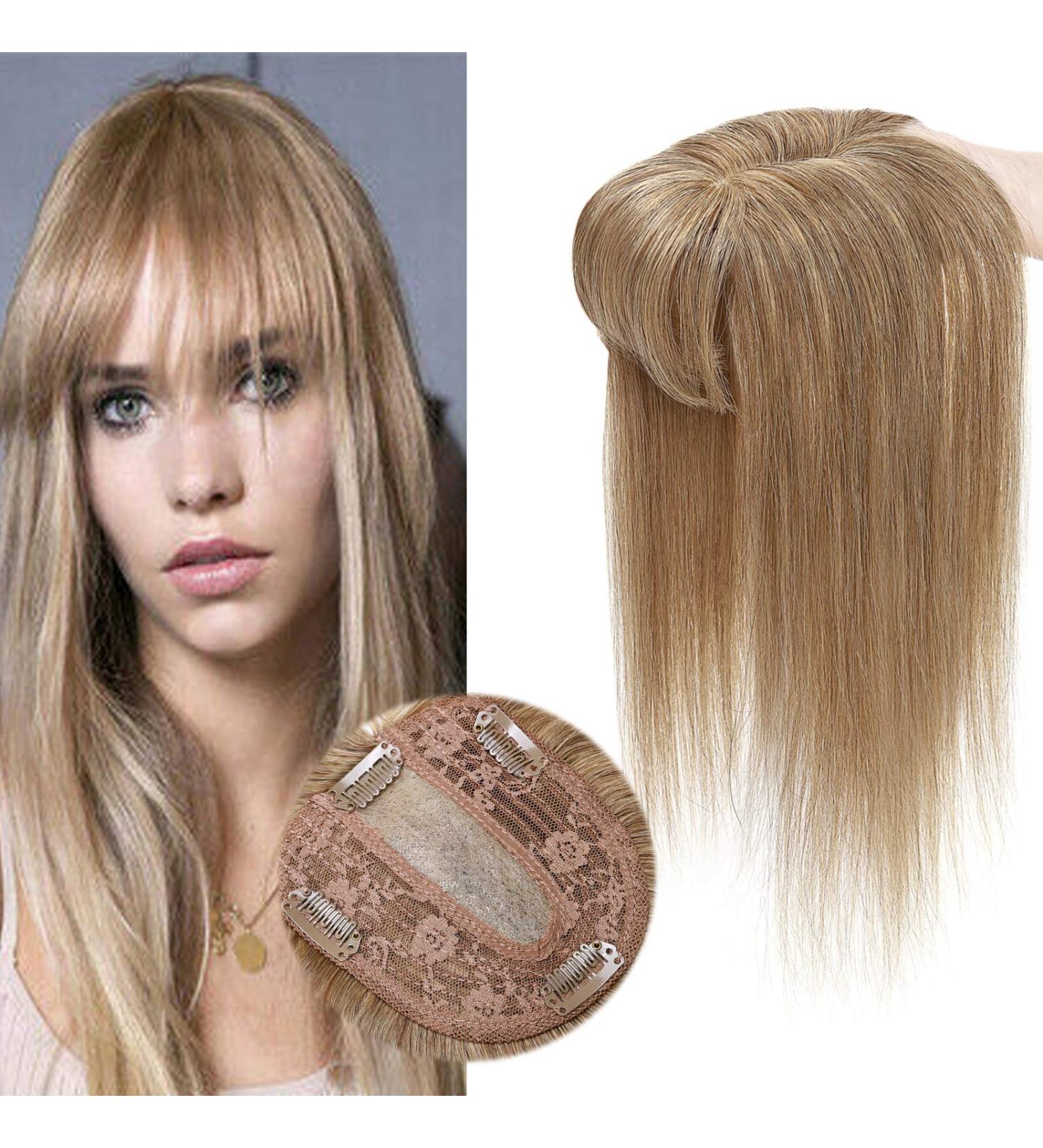 Rich Choices Clip-in Topper & Pony Bangs - Real Hair Extensions for Women | 35 cm Lace Toupet #27 Dark Blonde - Buy Online on GoSupps.com