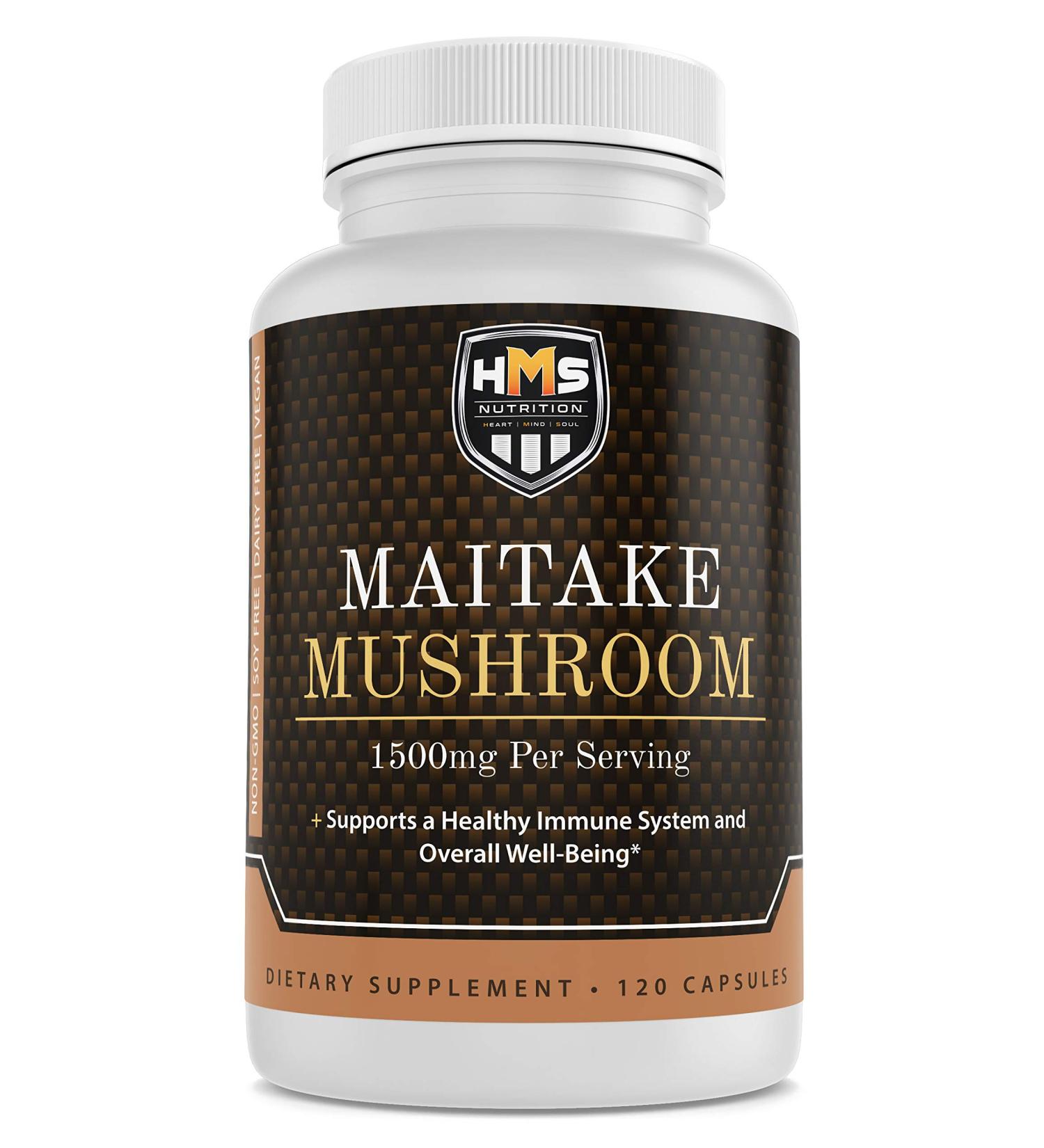 HMS Nutrition Maitake Mushroom 1500mg - 120 Vegan Capsules - 2 Month Supply - Buy Online on GoSupps.com