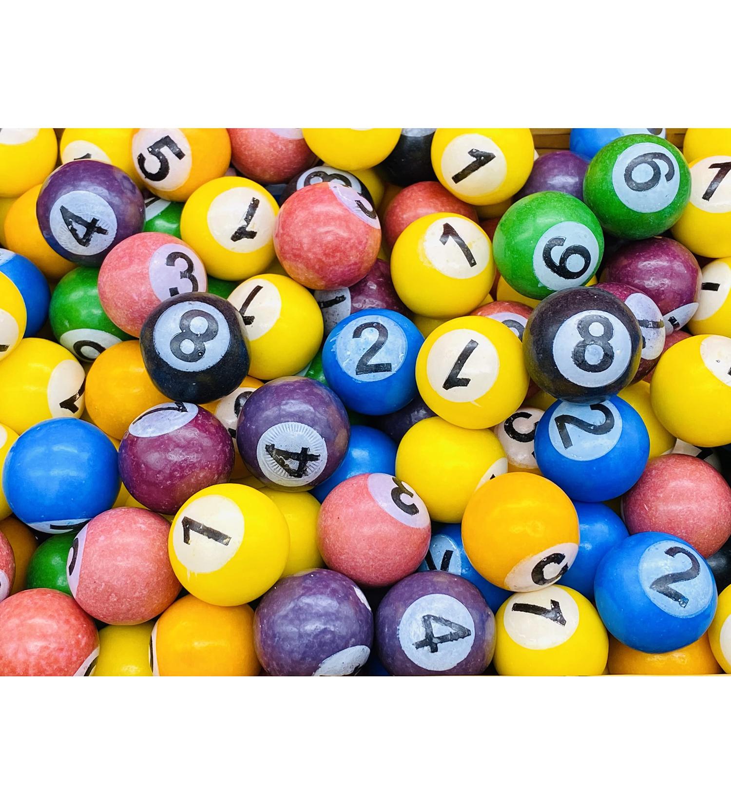 Pool Ball Candy Bubblegum Balls - 750g Pouch - Approx 98 Gumballs - Fruit Flavour Bubble Gum Balls - Novelty Pool Ball Design - Buy Online on GoSupps.com
