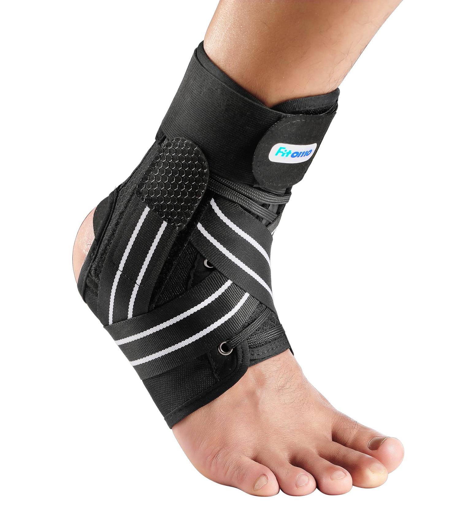 Fitomo Quick Lace Up Ankle Brace with Removable Side Splints | Adjustable Ankle Support for Sprained Ankle Recovery | Stabilizer for Basketball, Volleyball, Tennis - Size S (11-12) - Buy Online on GoSupps.com