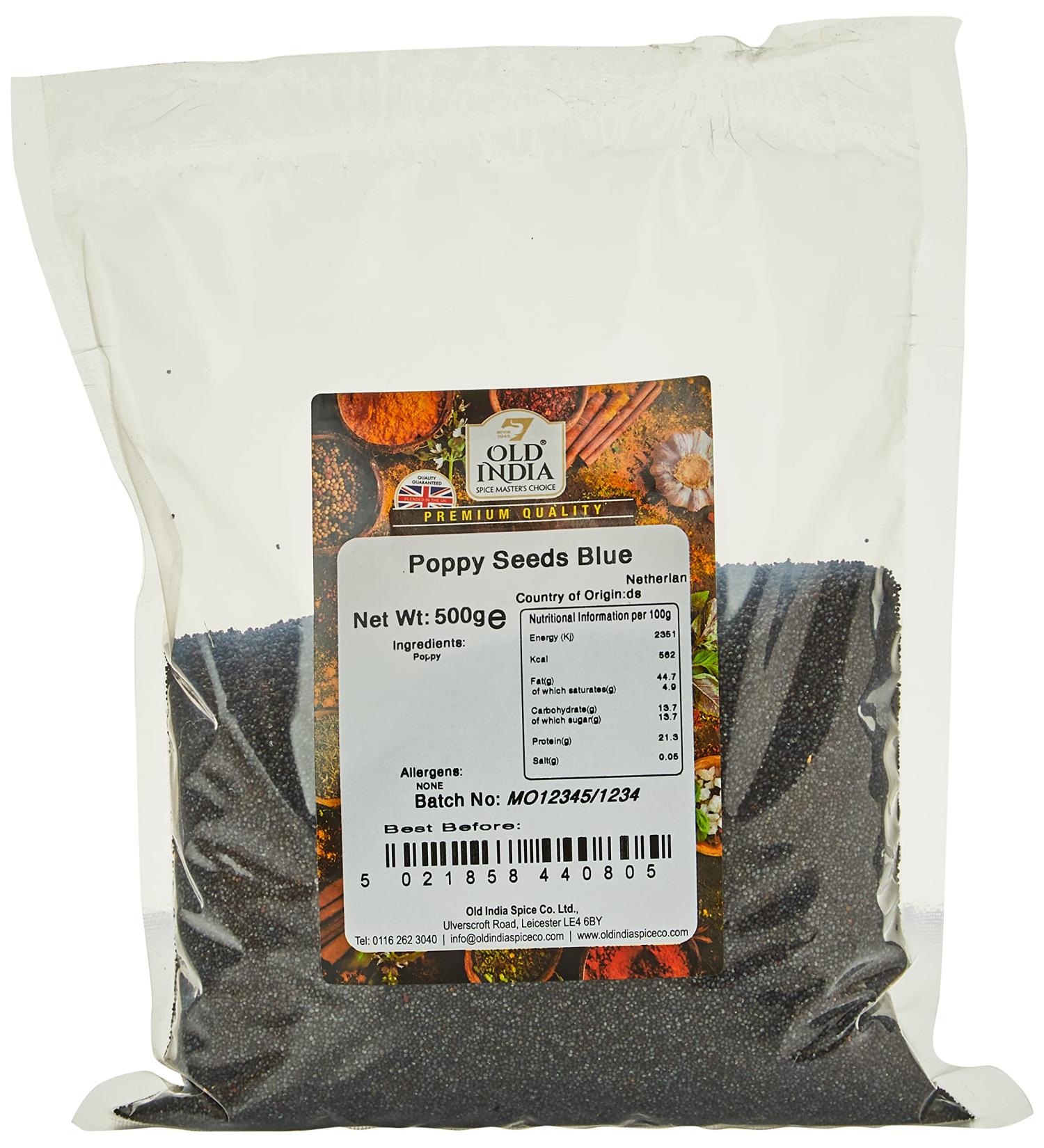 Old India 500g Blue Poppy Seeds - Top Quality for Cooking and Baking - Buy Online on GoSupps.com