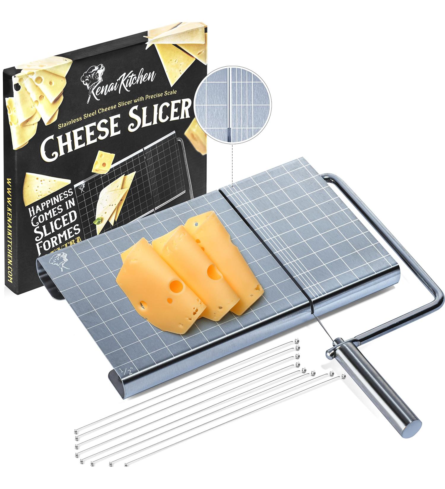 Cheese Slicer with Wire - Accurate Size Scale, Ideal for Charcuterie Boards - Includes 8 Extra Wires - Buy Online on GoSupps.com