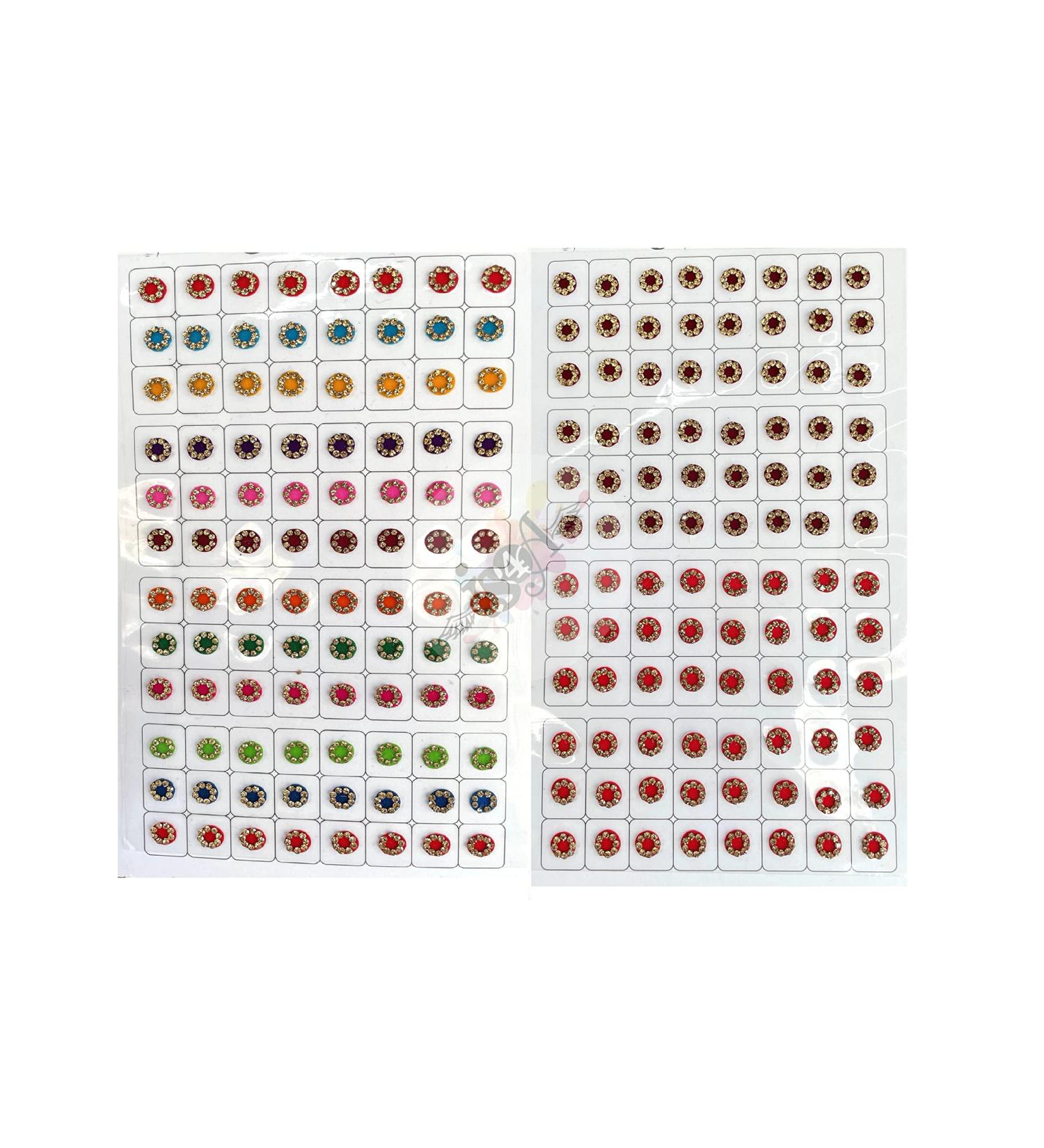 192 Multicolored Bindis Forehead Tika Face Jewels - Indian Daily Use Bindi - Round Dot (Shine) - Buy Online on GoSupps.com