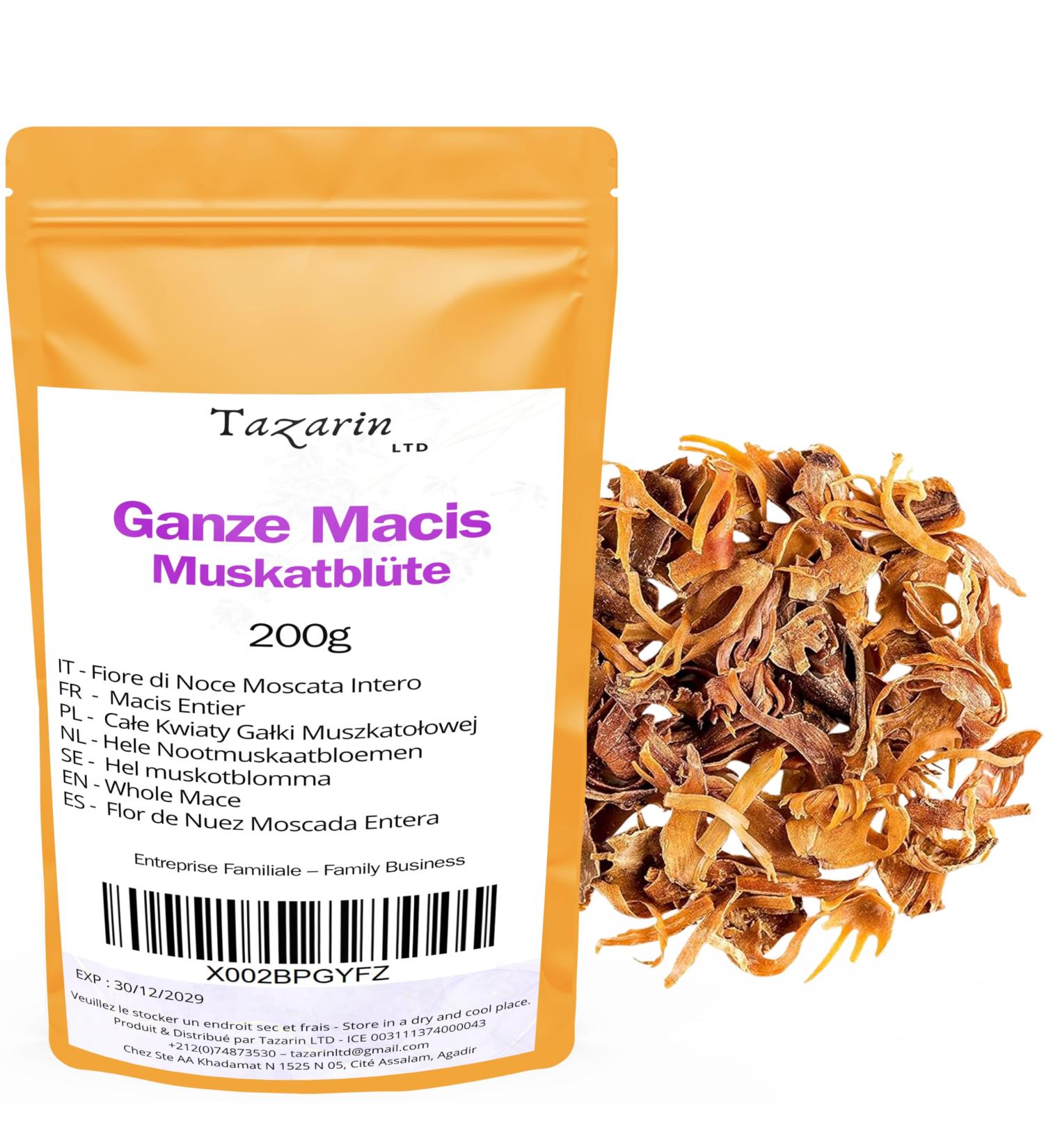  Tazarin LTD 200g Whole Mace - Whole Nutmeg Flowers - Mace All Spices - Intense Aroma and Flavor - 100% Natural Pure and Additive-Free | TazarinLtd - Buy Online on GoSupps.com