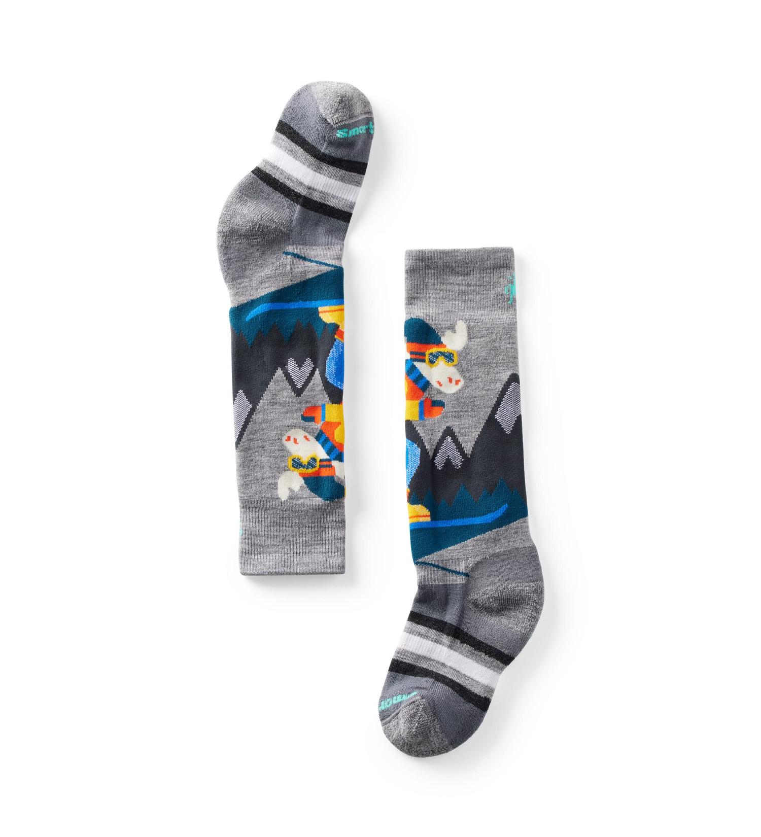 Smartwool Kids Full Cushion Mountain Moose OTC Socks - Lightweight Gray Outdoor Socks for Kids | Shop Internationally - Buy Online on GoSupps.com