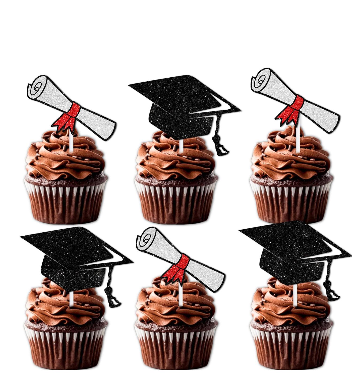 18pcs Glitter Graduation Certificate Cap Dessert Cupcake Topper Congrats Grad 2024 Theme Decorations 2024 Preschool High School College Graduation Party Decor Supplies - Buy Online on GoSupps.com