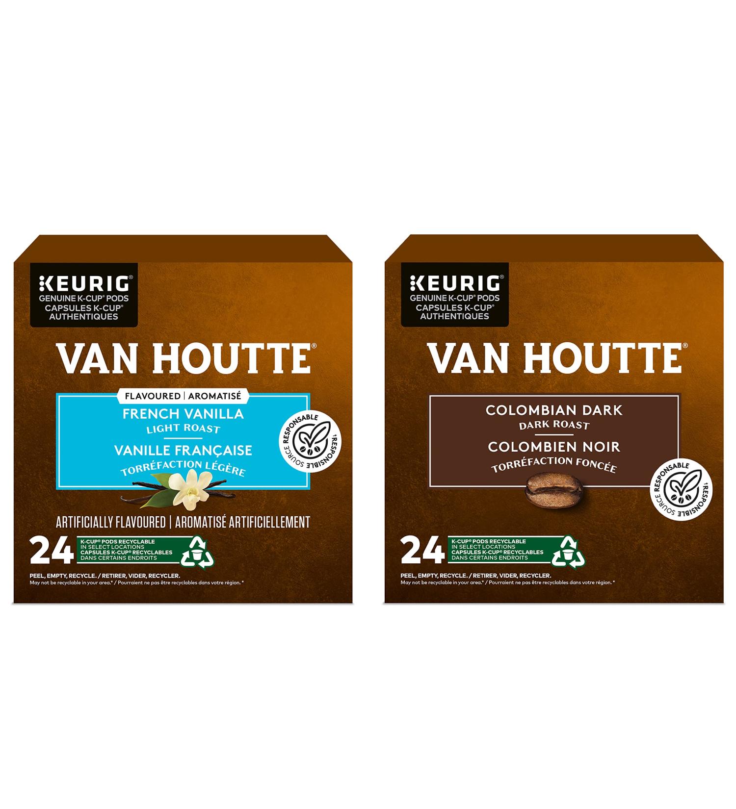 Van Houtte French Vanilla and Colombian Dark K-Cup Coffee Pods 24 Count For Keurig Coffee Makers - Buy Online on GoSupps.com