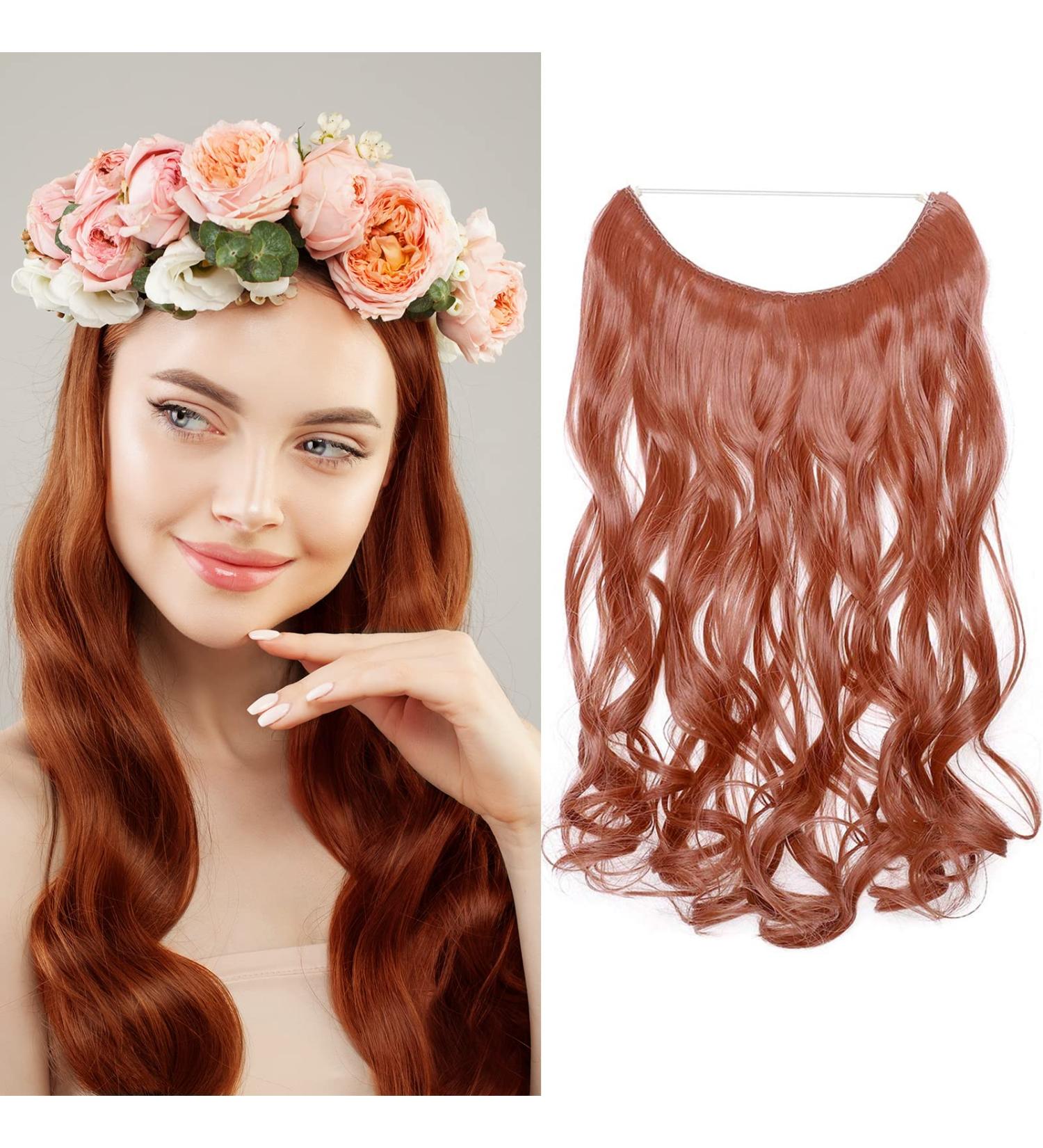 Silk-Co Light Orange 50cm Hair Extensions with Rubber Band - Adjustable Invisible Corrugated Synthetic Hair for Women - Buy Online on GoSupps.com