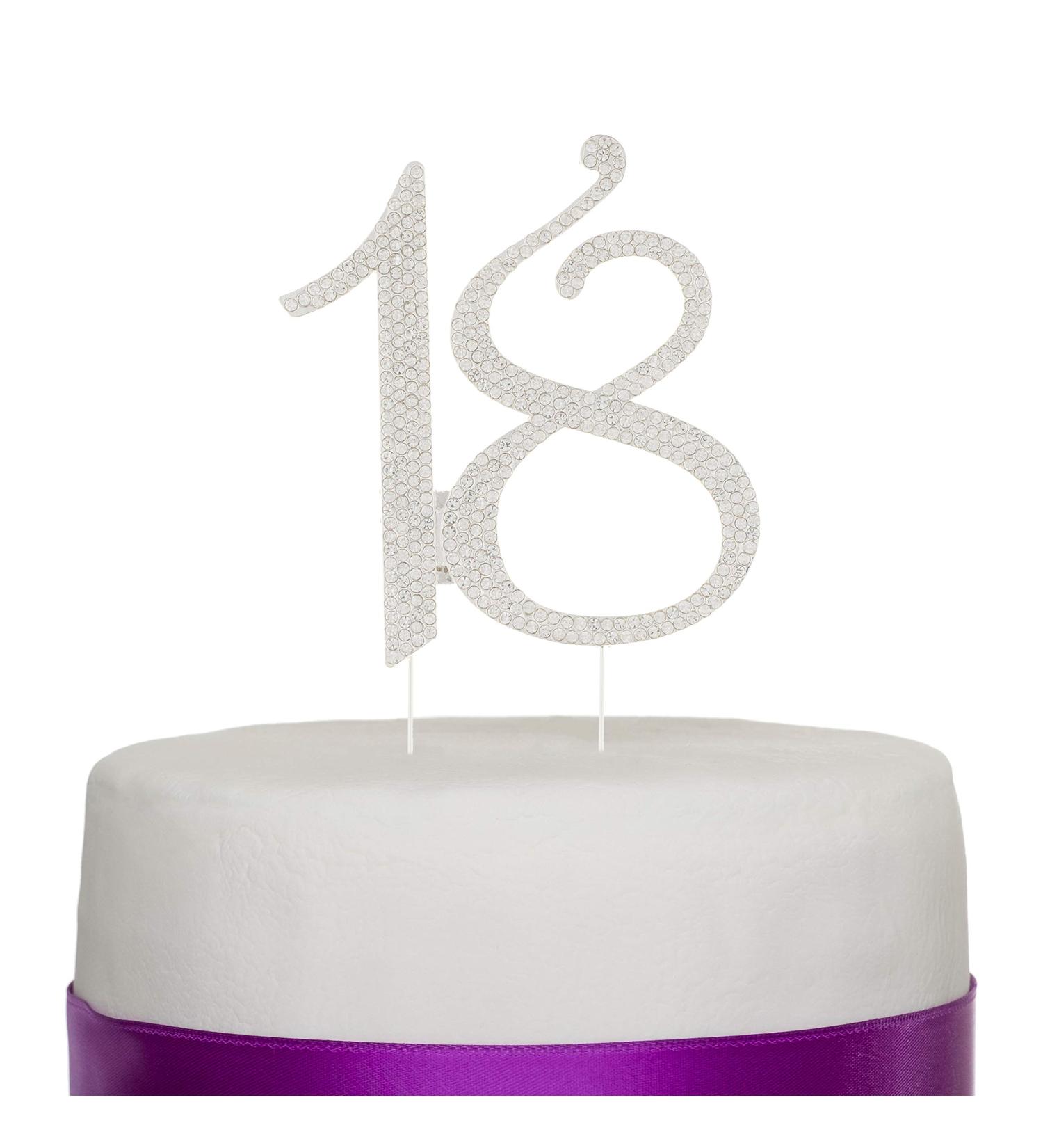 18 Cake Topper for 18th Birthday Number Party Supplies & Decoration Ideas (Silver) - Buy Online on GoSupps.com