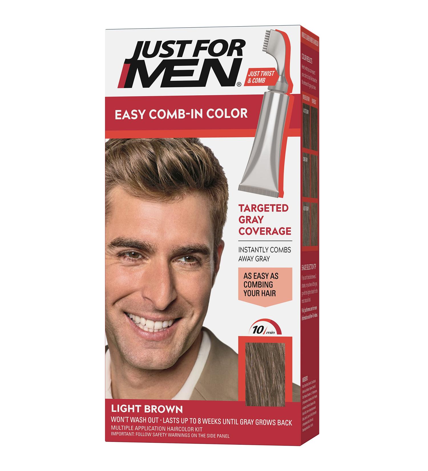 Just For Men Easy Comb-In Color - Light Brown Hair Coloring for Men - A-25 Pack - Buy Online on GoSupps.com