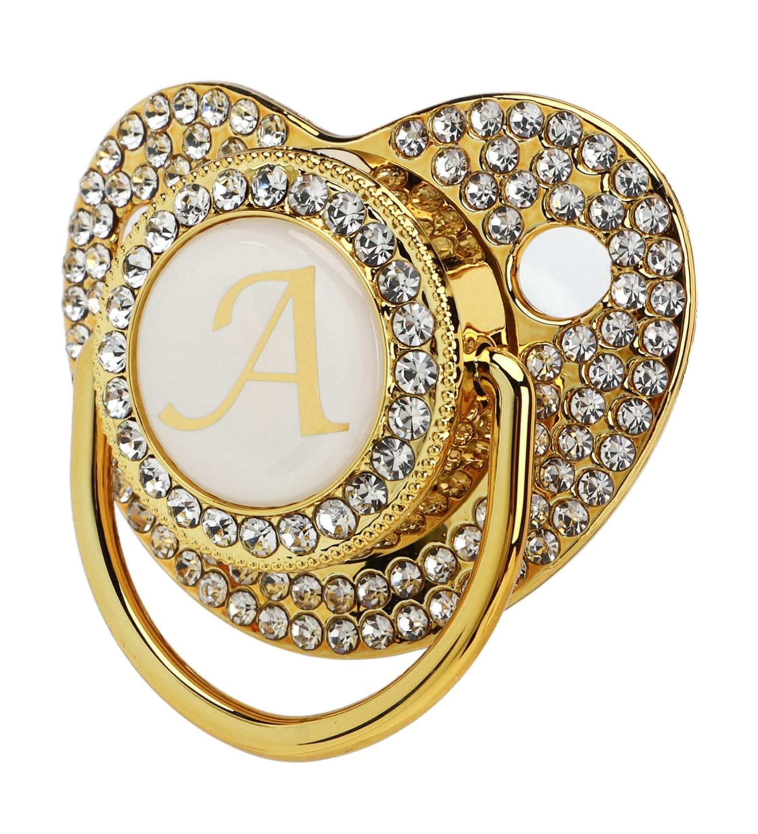 Buy Lightweight Baby Pacifier with Bling - Curved Newborn Pacifier (Letter A) - International Shipping Available - Buy Online on GoSupps.com