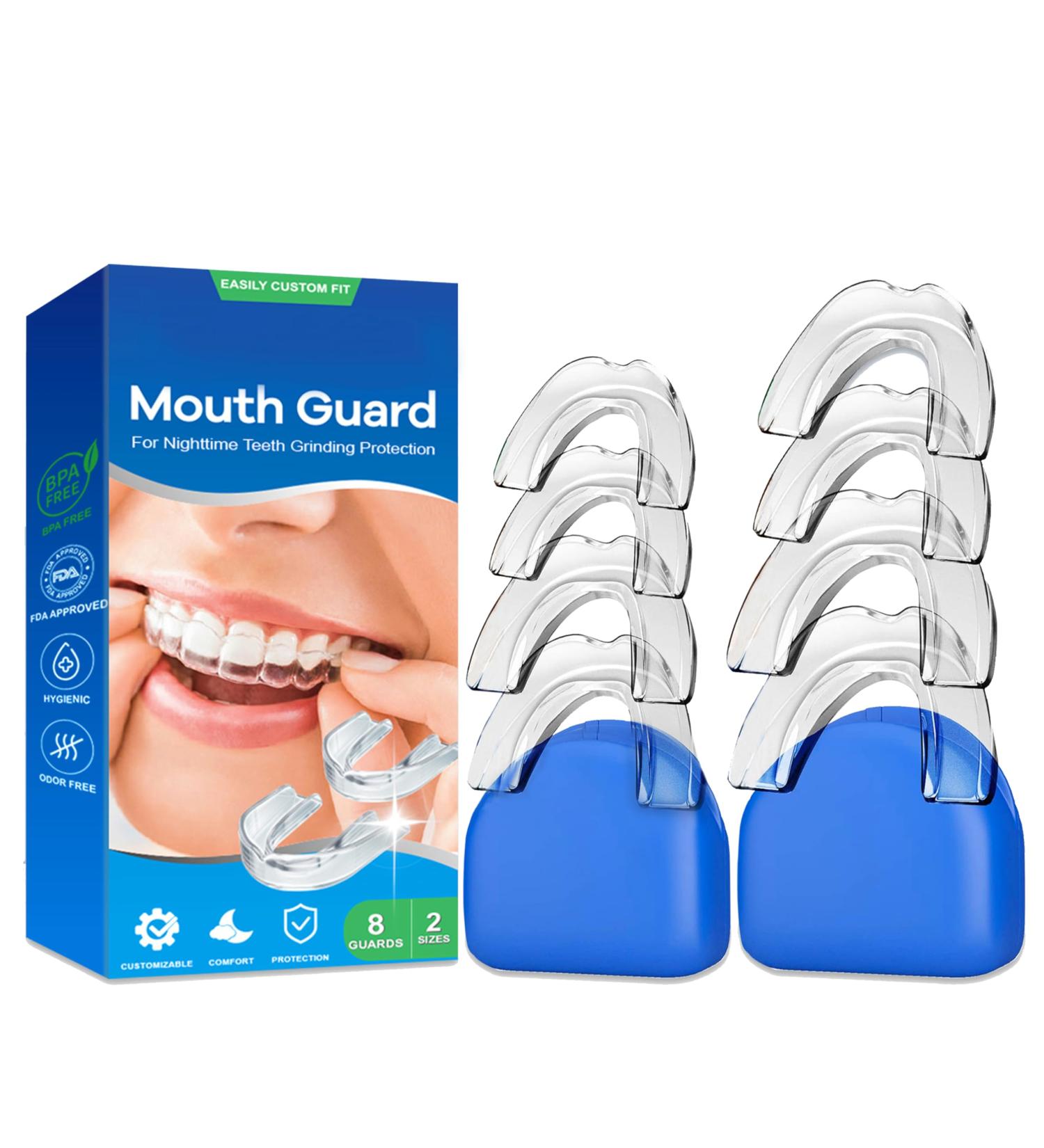 8 Pack Mouth Guard for Grinding Teeth at Night 2 Sizes with Travel Case| Teeth Grinding Mouth Dental Guard for Sleep| Night Guard For Teeth Grinding and Clenching Whitening Tray Sport Athletic - Buy Online on GoSupps.com