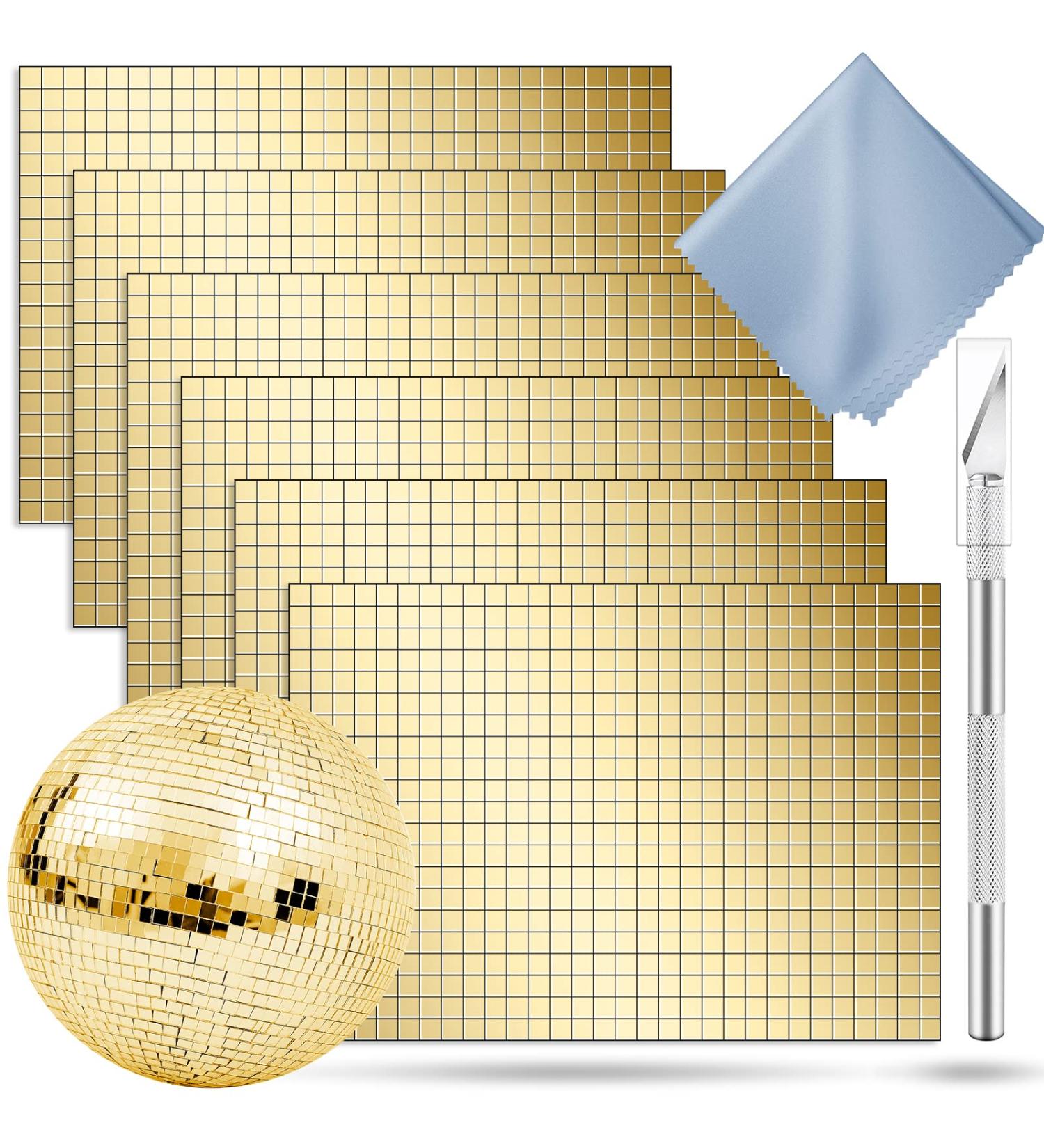 3600 Self-Adhesive Mirrors Mosaic Tiles Sticker for Crafts - Gold Square Glass Tiles Decoration - Buy Online on GoSupps.com