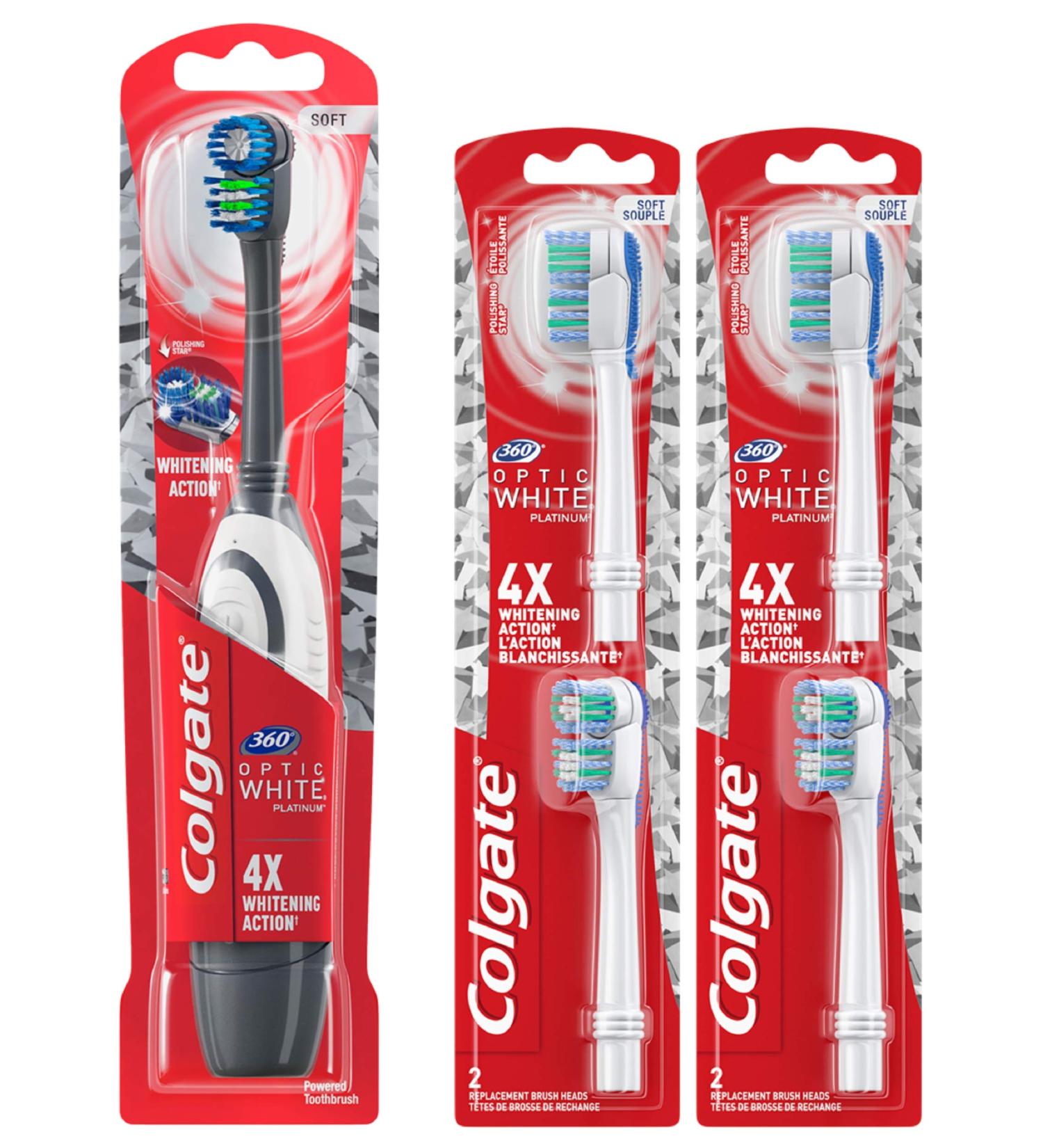 Colgate 360 Optic White Platinum Electric Toothbrush - 4 Replacement Heads Included - Buy Online on GoSupps.com