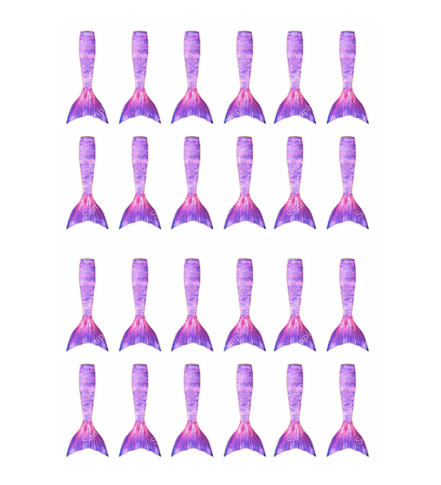 24 x Pre-Cut Purple Mermaid Tails Edible Wafer Cupcake Toppers Cake Decoration